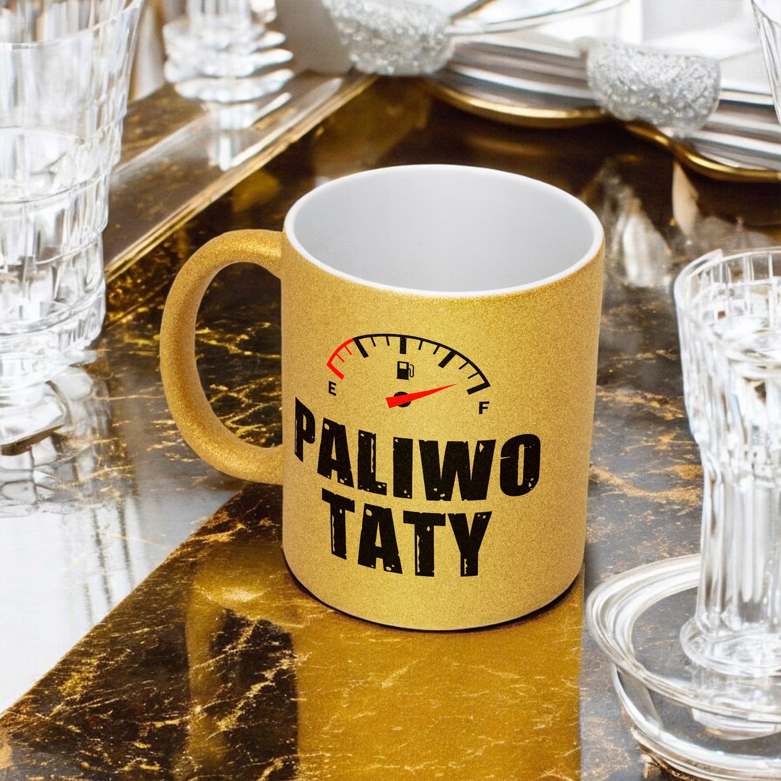 Złoty kubek brokatowy Dzień Ojca Dla Taty Paliwo Taty Prezent