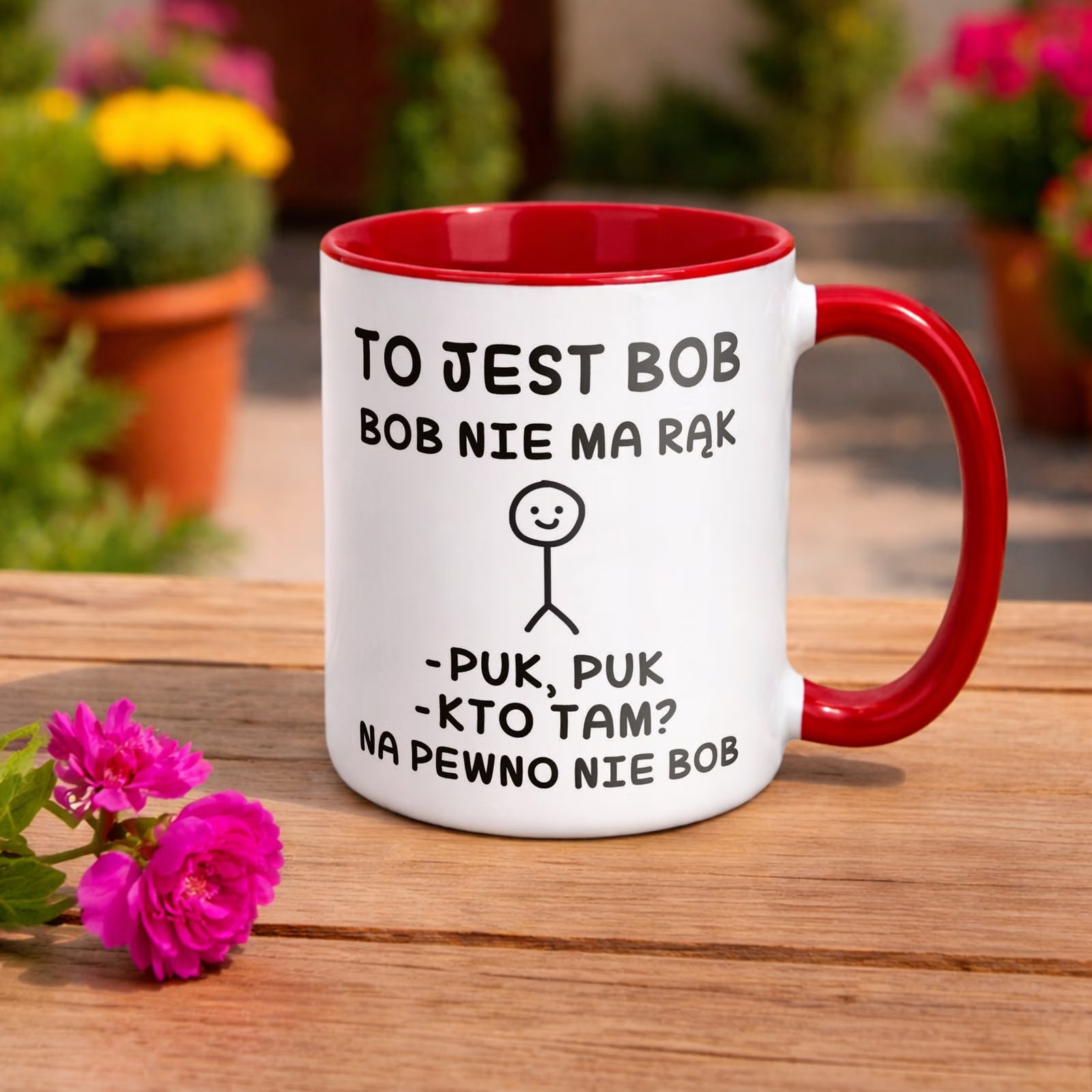 Kubek Czerwony To Jest Bob Nie Ma Rąk Śmieszny Zabawny Prezent