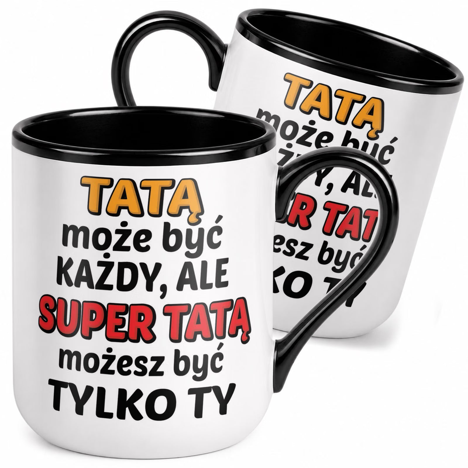 Kubek z nadrukiem Premium Czarny Dla Taty Dzień Ojca Upominek Prezent