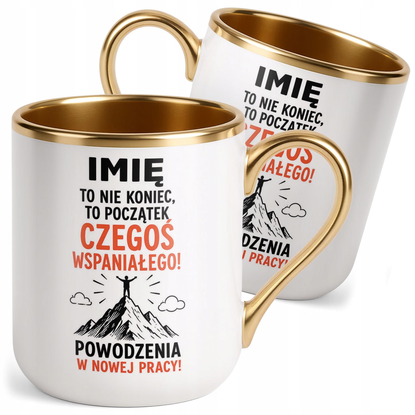 Kubek Personalizowany z nadrukiem Premium Złoty Odejście z Pracy