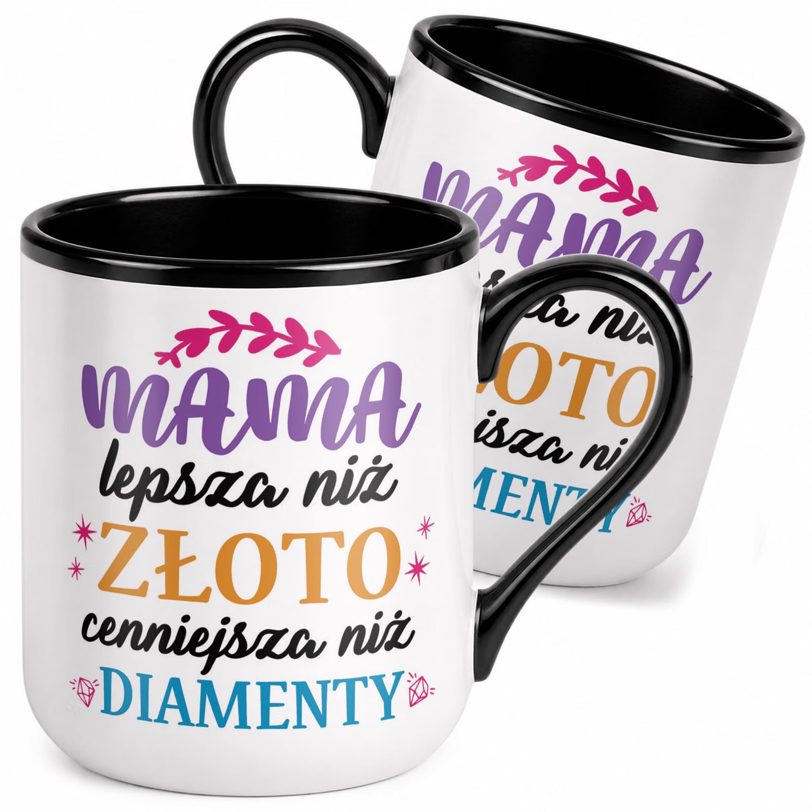Kubek z nadrukiem Premium Czarny Dla Mamy Dzień Matki Upominek Prezent