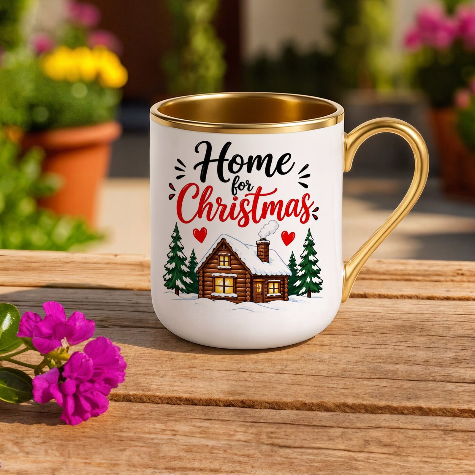 Kubek Premium Złoty Boże Narodzenie Mikołajki Home For Christmas Prezent