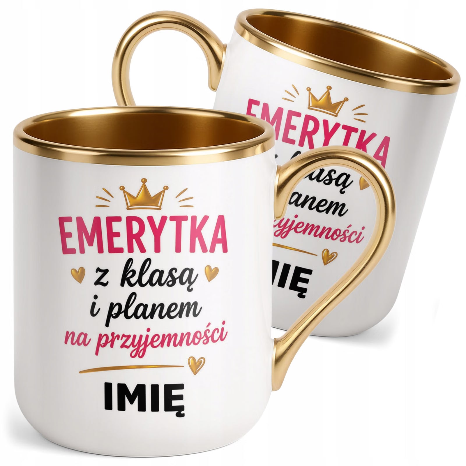 Kubek Personalizowany z nadrukiem Premium Złoty Emerytura Prezent