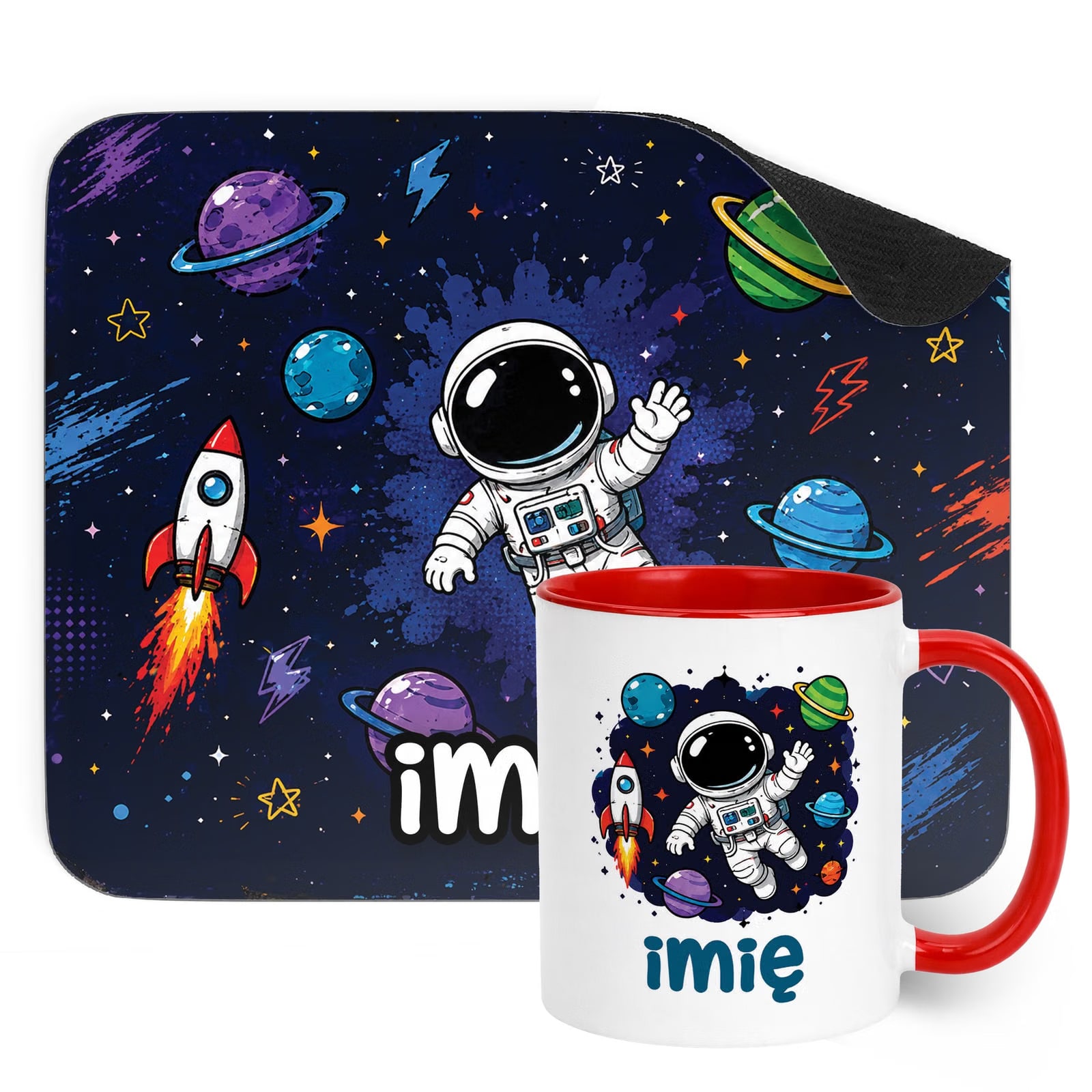 Zestaw personalizowany Kubek Czerwony Podkładka pod mysz Astronauta