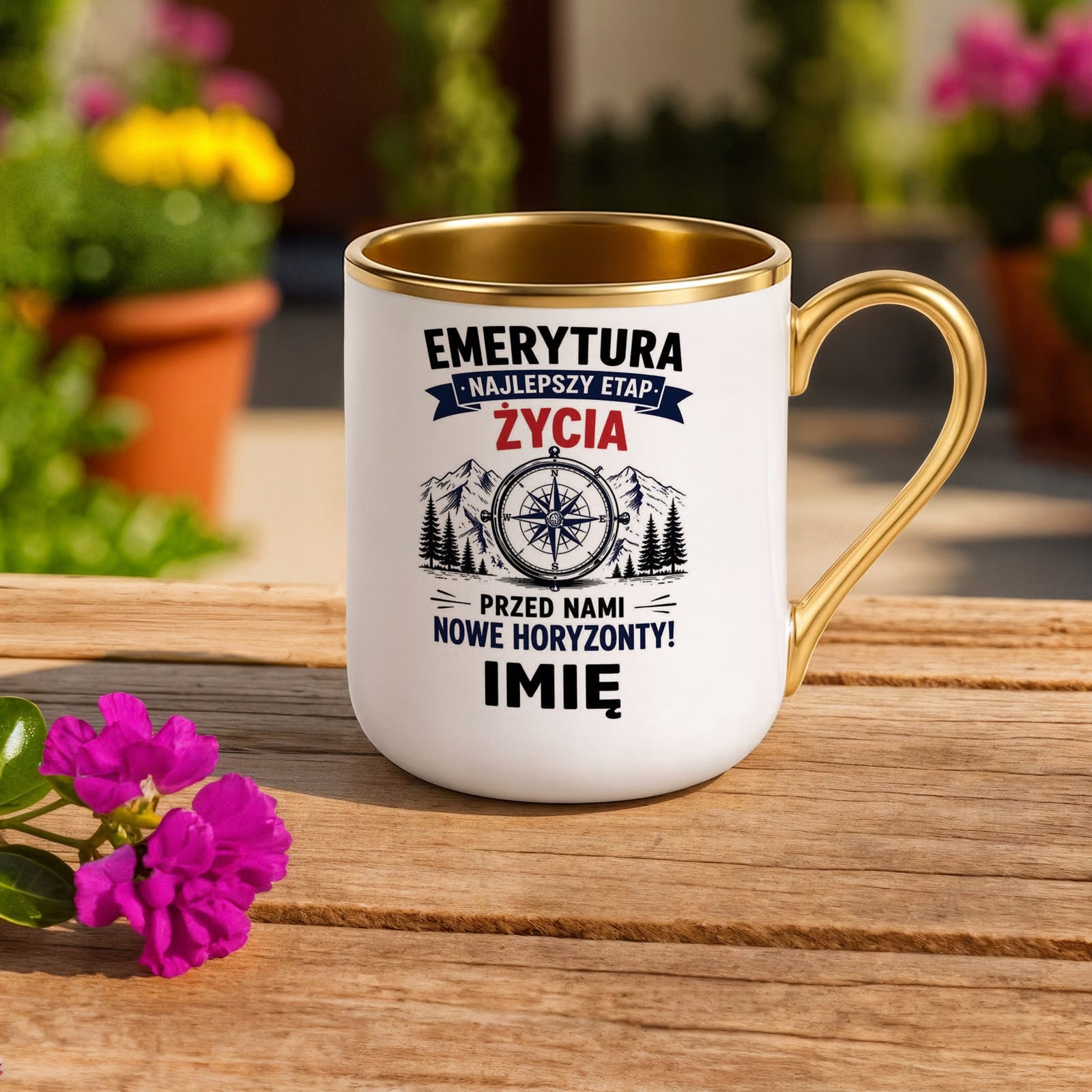 Kubek Personalizowany z nadrukiem Premium Złoty Emerytura Prezent