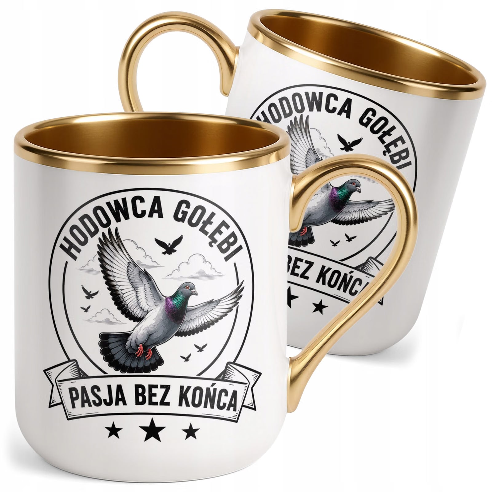 Kubek z nadrukiem Premium Złoty Dla Gołębiarza Hodowcy Gołębi Prezent