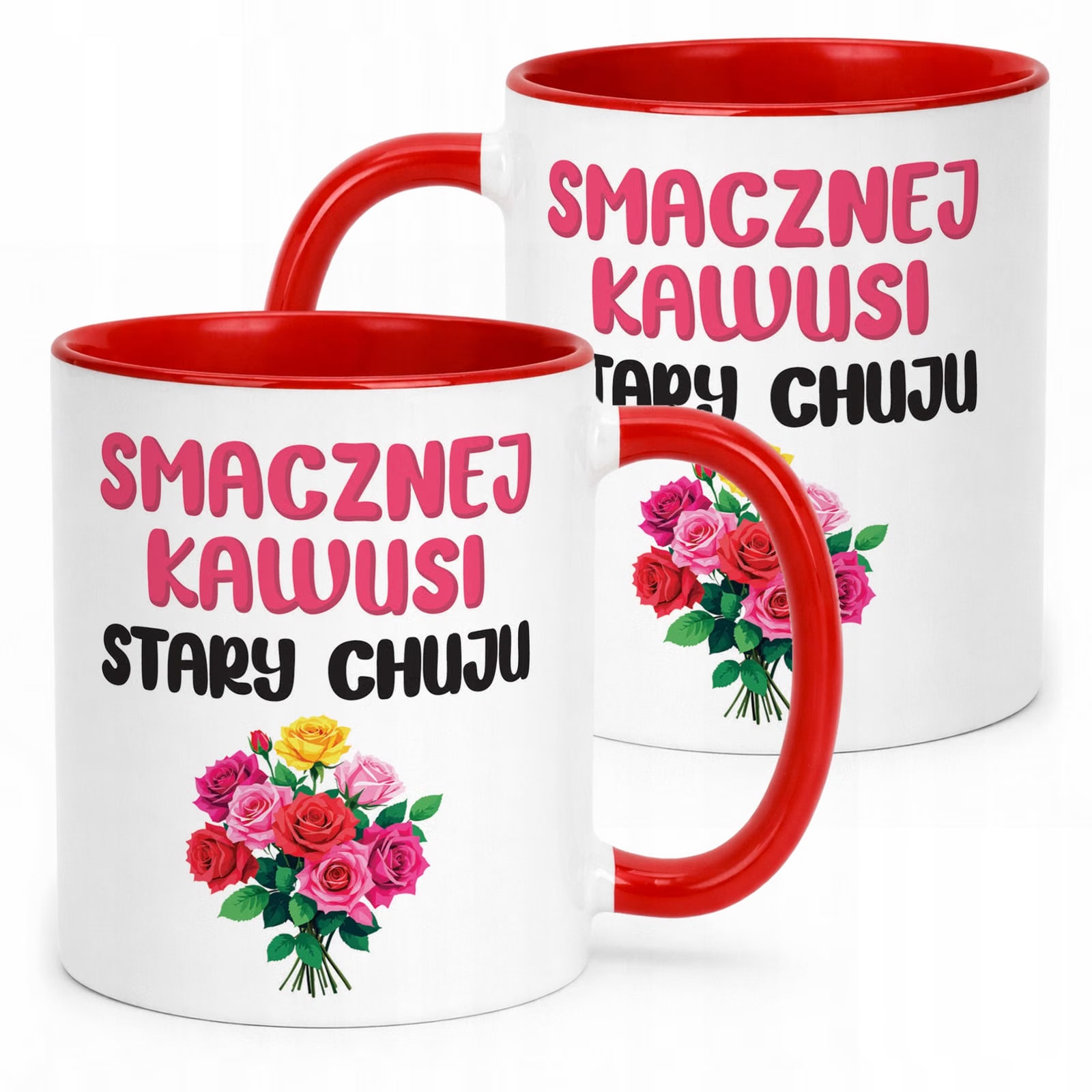 Kubek Czerwony Smacznej Kawus Stary Ch**u Śmieszny Zabawny Prezent