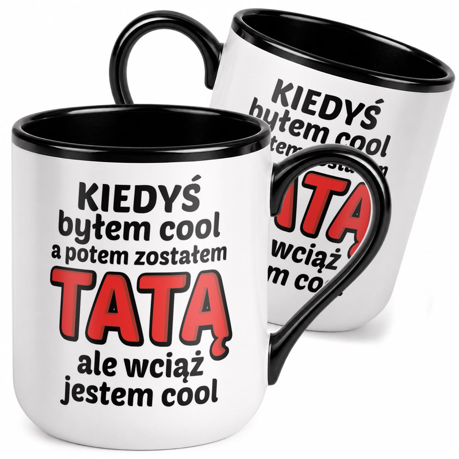 Kubek z nadrukiem Premium Czarny Dla Taty Dzień Ojca Upominek Prezent