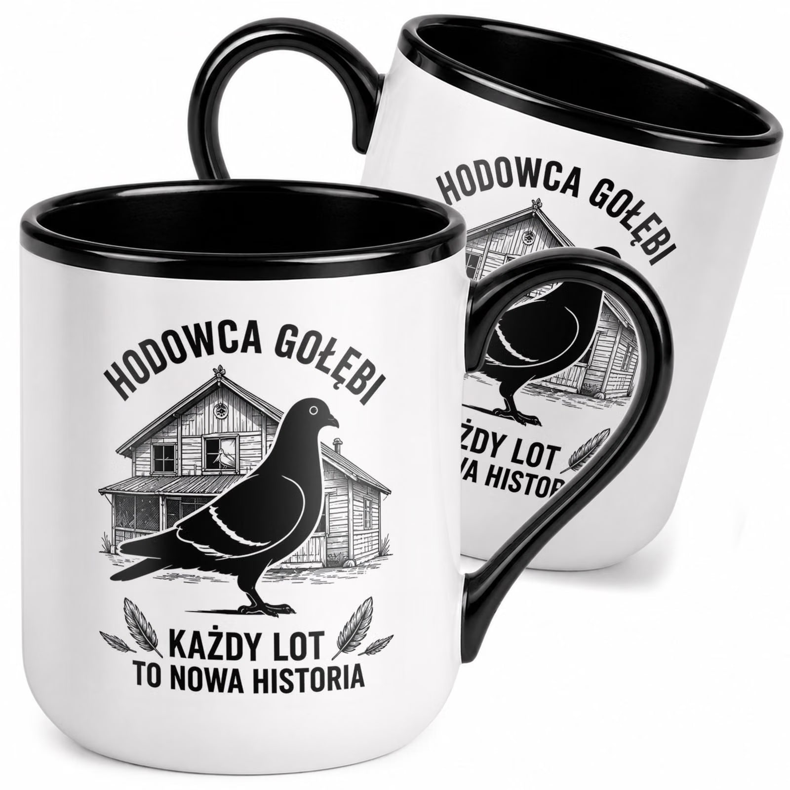 Kubek z nadrukiem Premium Czarny Dla Gołębiarza Hodowca Gołębi Prezent
