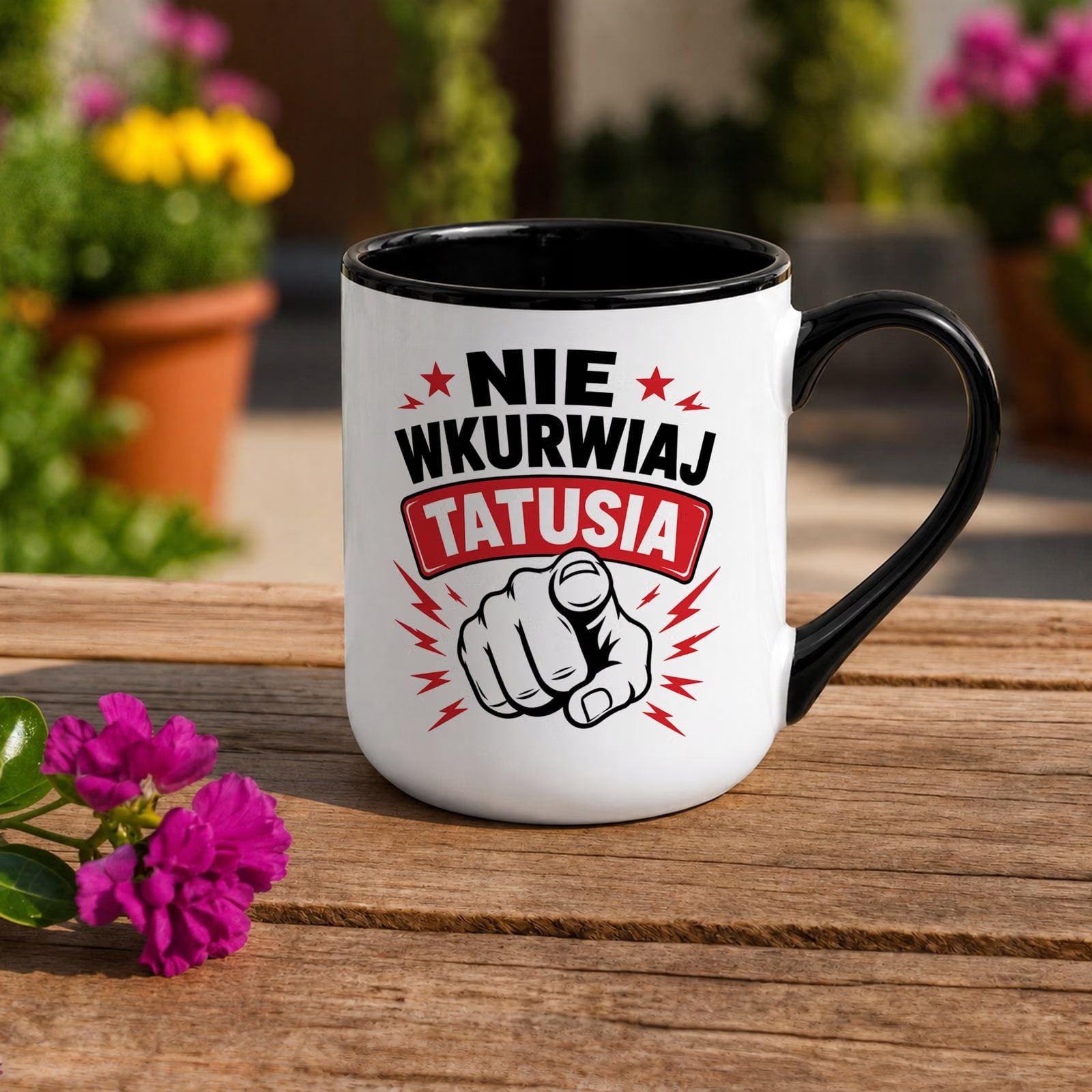 Kubek z nadrukiem Premium Czarny Dla Taty Dzień Ojca Upominek Prezent