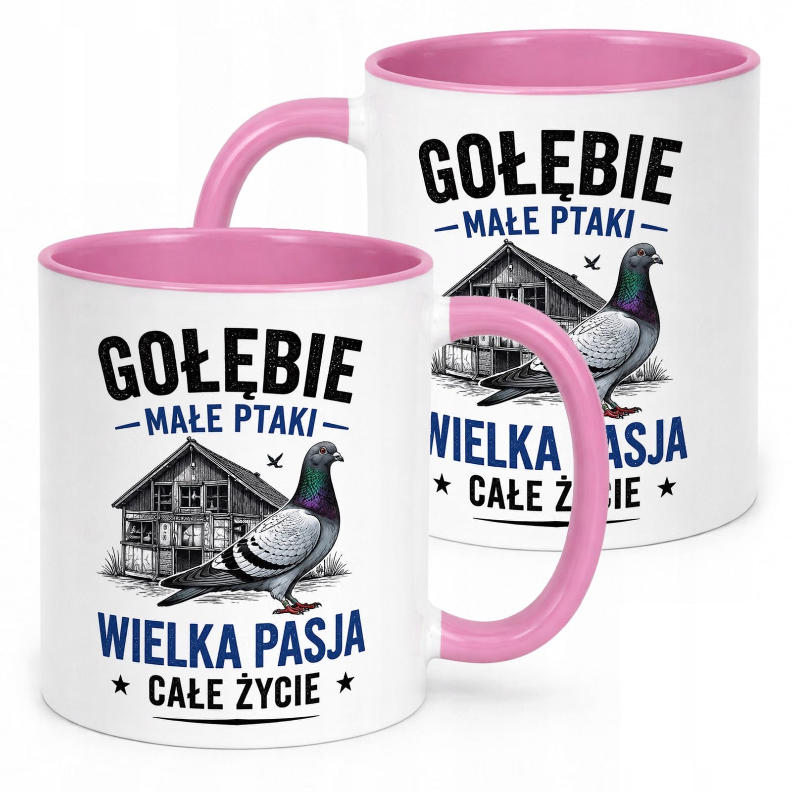 Różowy Kubek z nadrukiem Dla Gołębiarza Hodowcy Gołębi Upominek Prezent
