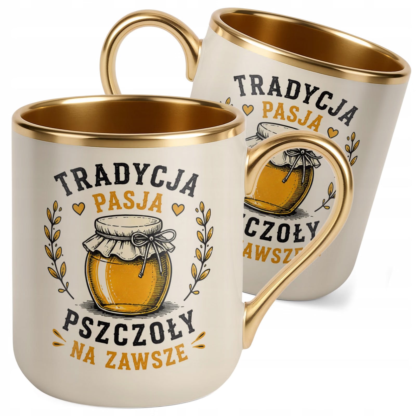 Kubek z nadrukiem Premium Złoty Ecru Dla Pszczelarza Szef Pasieki Prezent