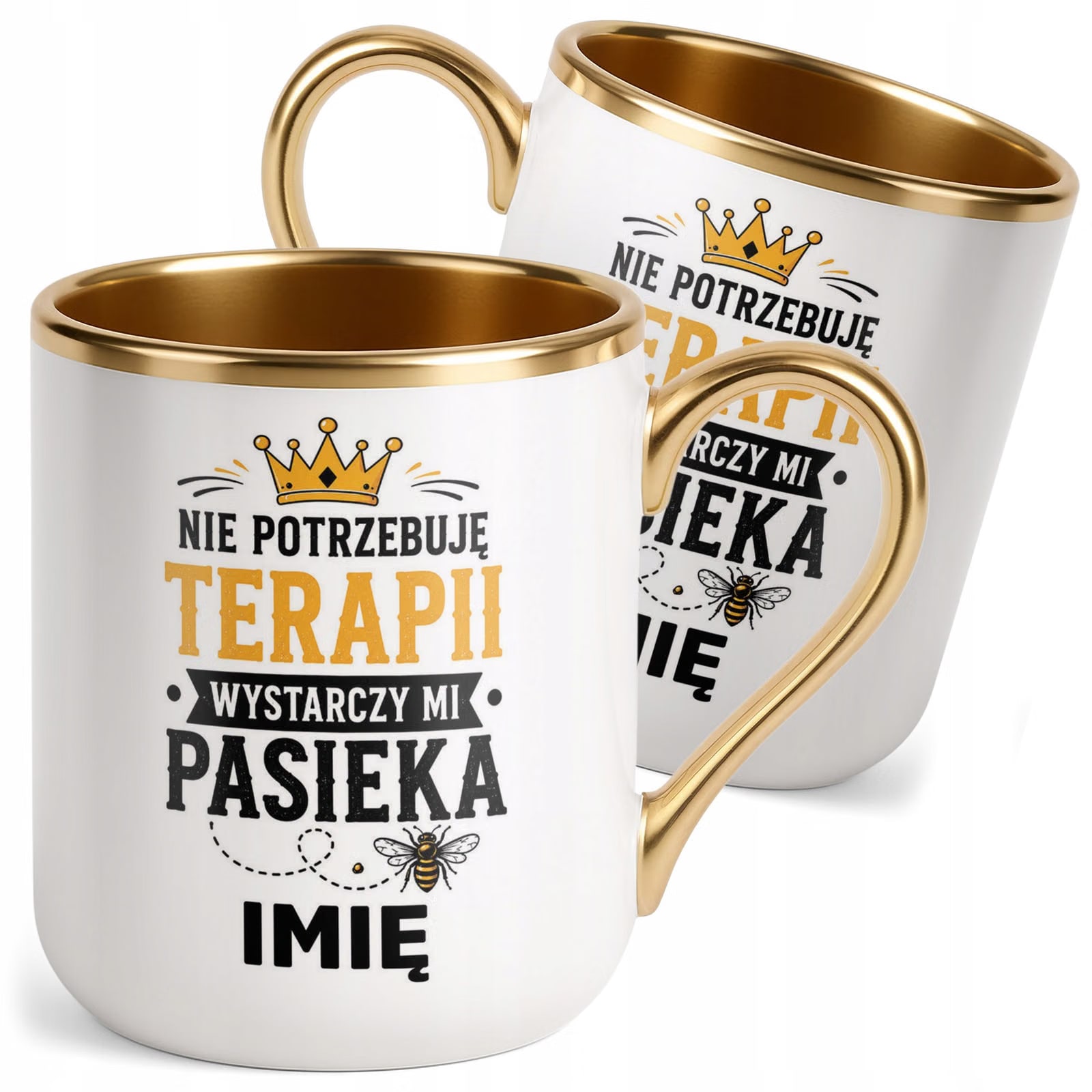Kubek Personalizowany z nadrukiem Premium Złoty Dla Pszczelarza Prezent