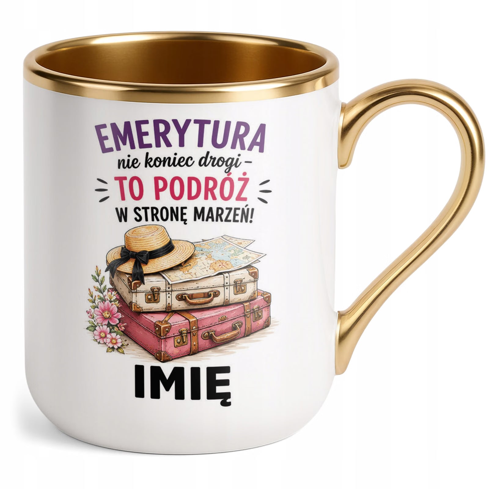 Kubek Personalizowany z nadrukiem Premium Złoty Emerytura Prezent