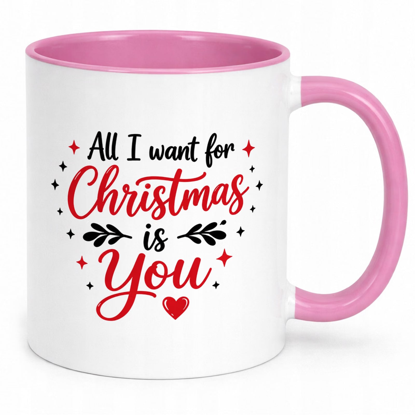Kubek Różowy z Nadrukiem Boże Narodzenie All I Want For Christmas Prezent