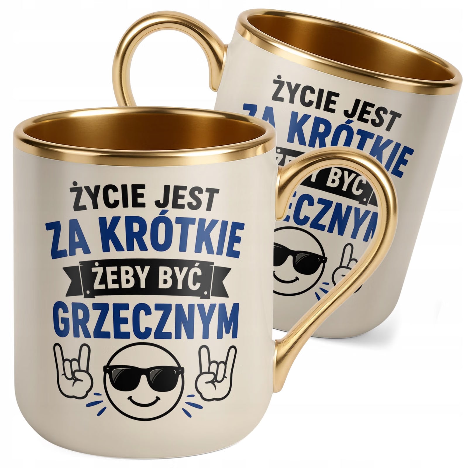 Kubek z nadrukiem Premium Złoty Ecru Dzień Chłopaka Mężczyzny Prezent