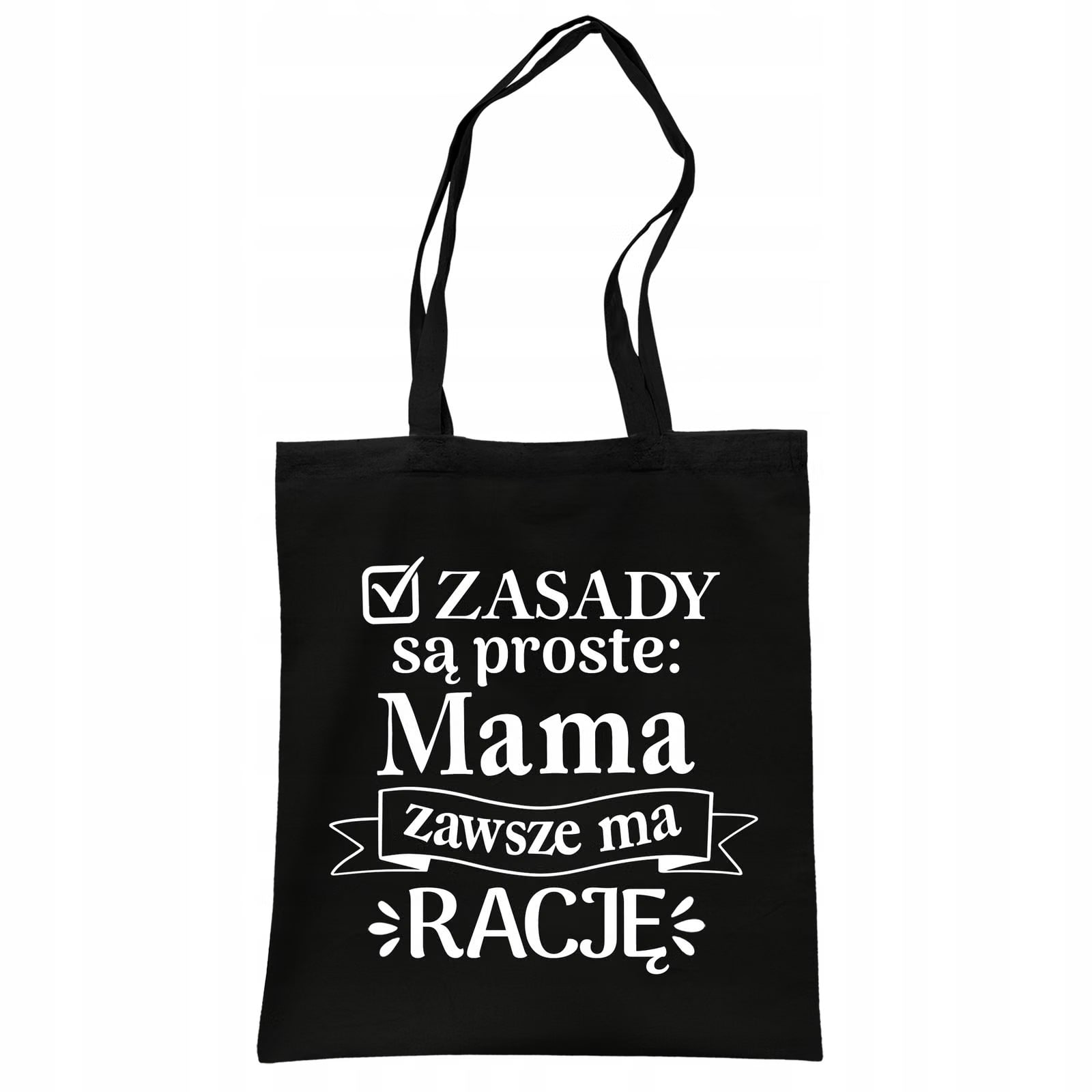 Torba bawełniana czarna na zakupy Dzień Matki Dla Mamy Prezent