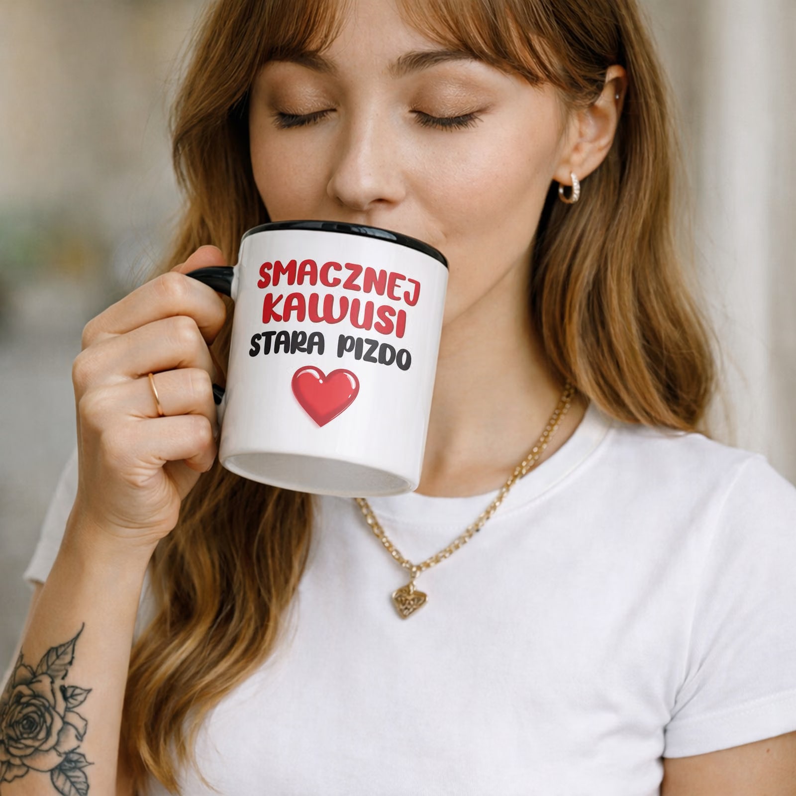 Kubek Czarny Smacznej Kawus Stara Piz*o Śmieszny Zabawny Prezent