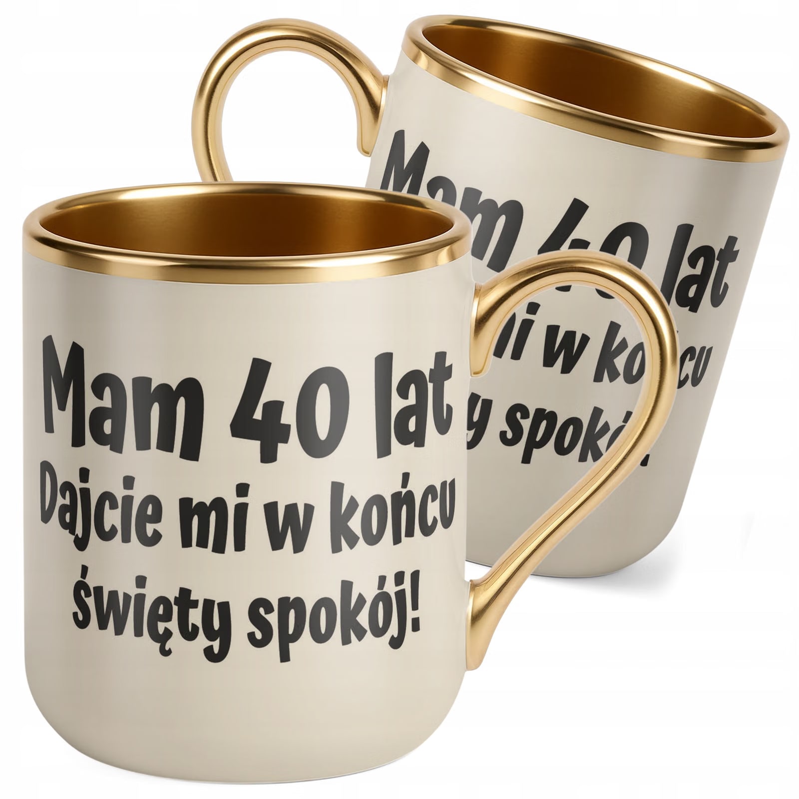 Kubek Premium Złoty Ecru Mam 40 Lat Na Urodziny Prezent Upominek