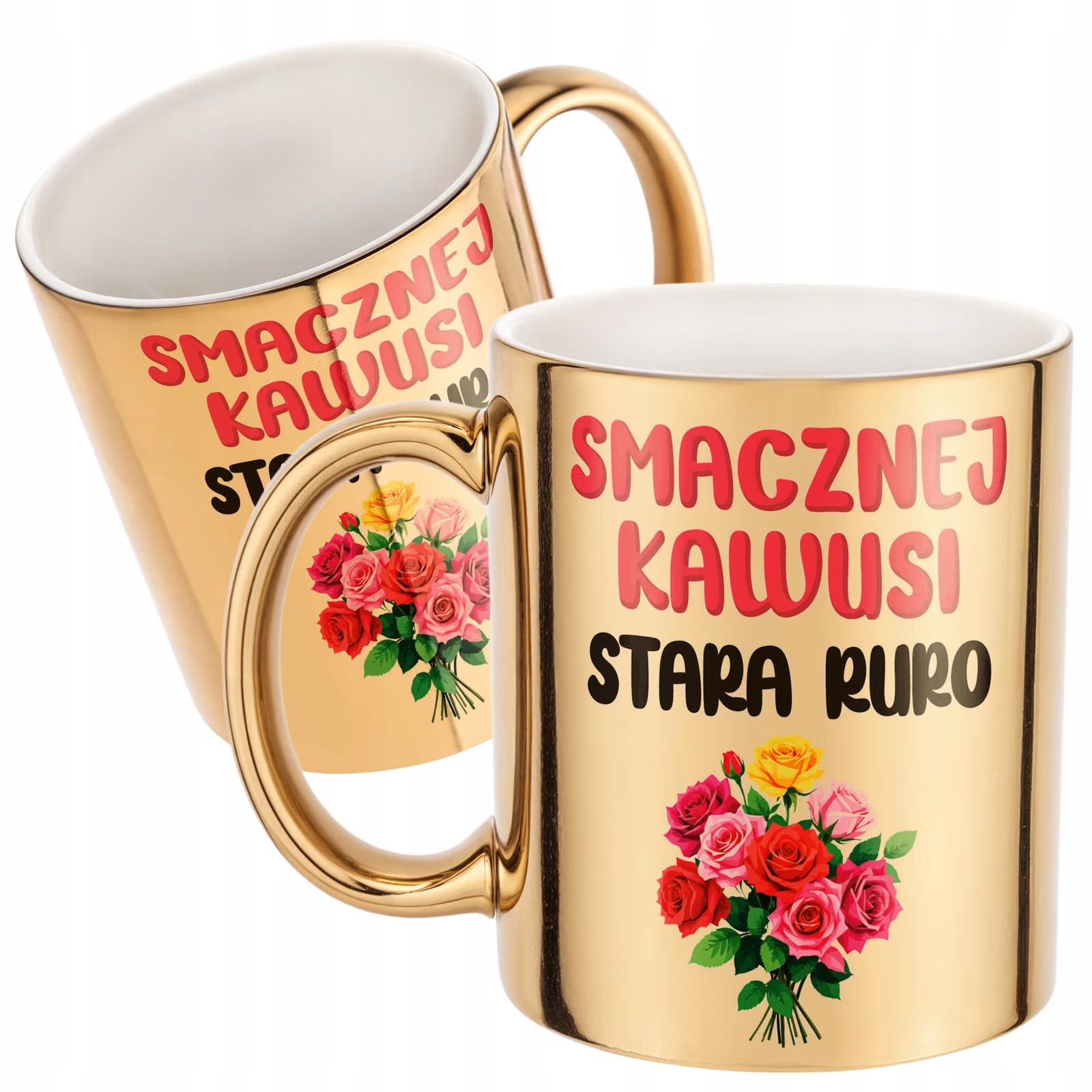 Złoty Kubek Smacznej Kawusi Stara Ruro Śmieszny Zabawny Prezent
