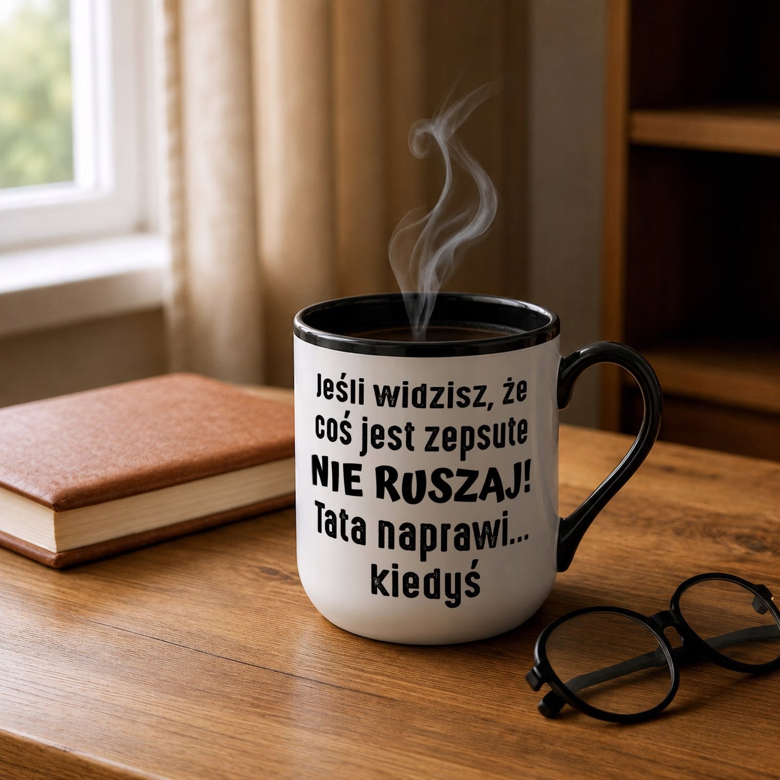 Kubek z nadrukiem Premium Czarny Dla Taty Dzień Ojca Upominek Prezent