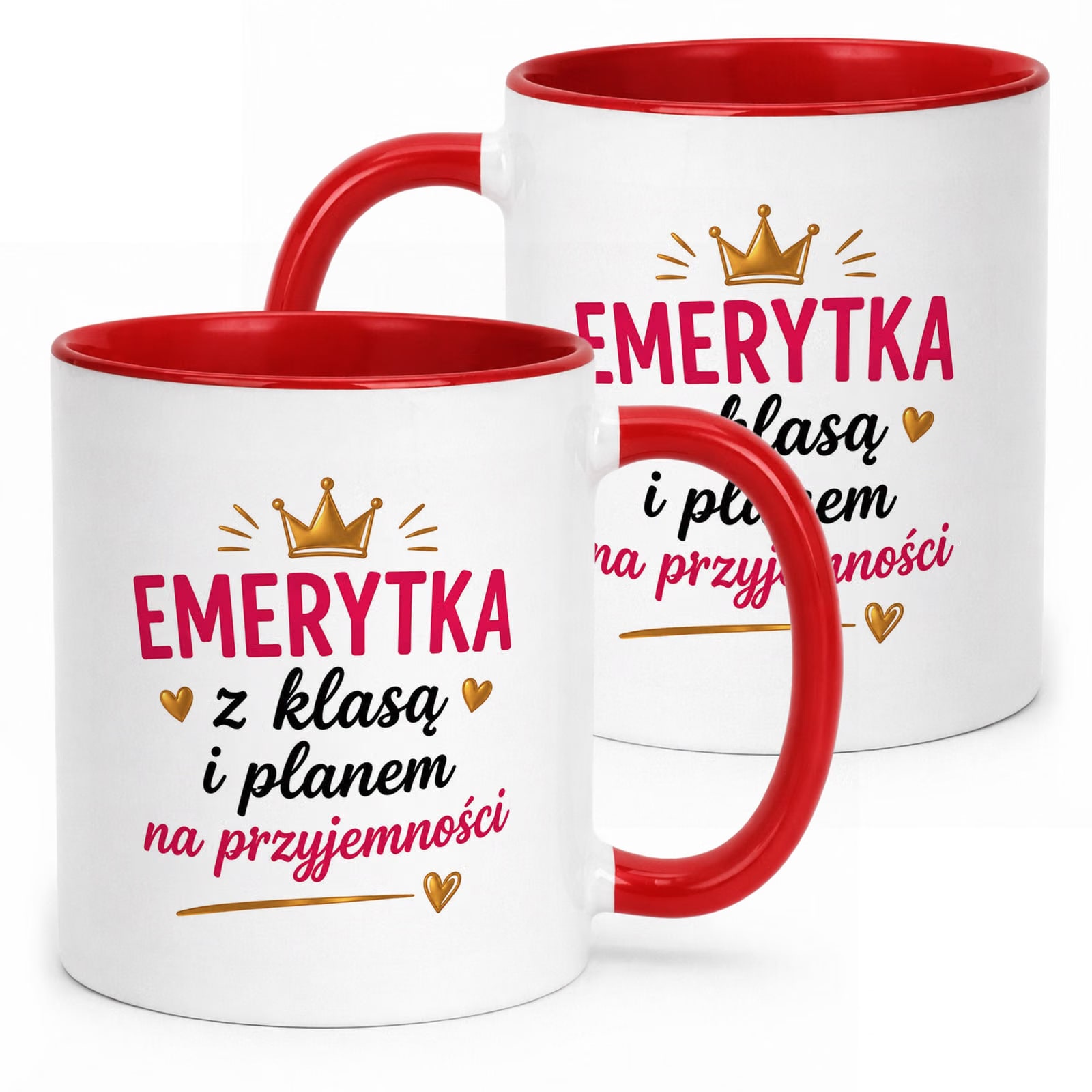 Kubek Czerwony z nadrukiem Emerytura Dla Emerytki Upominek Prezent