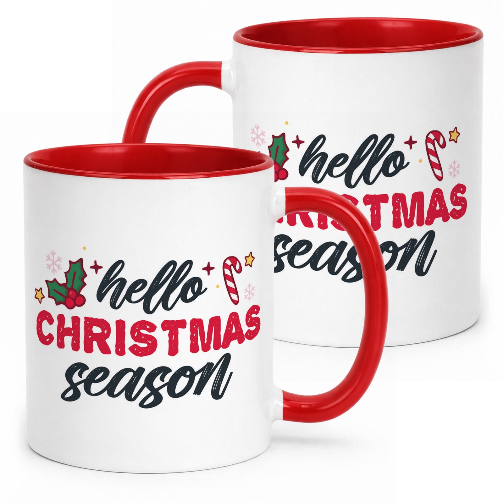 Kubek Czerwony z Nadrukiem Boże Narodzenie Hello Christmas Season Prezent