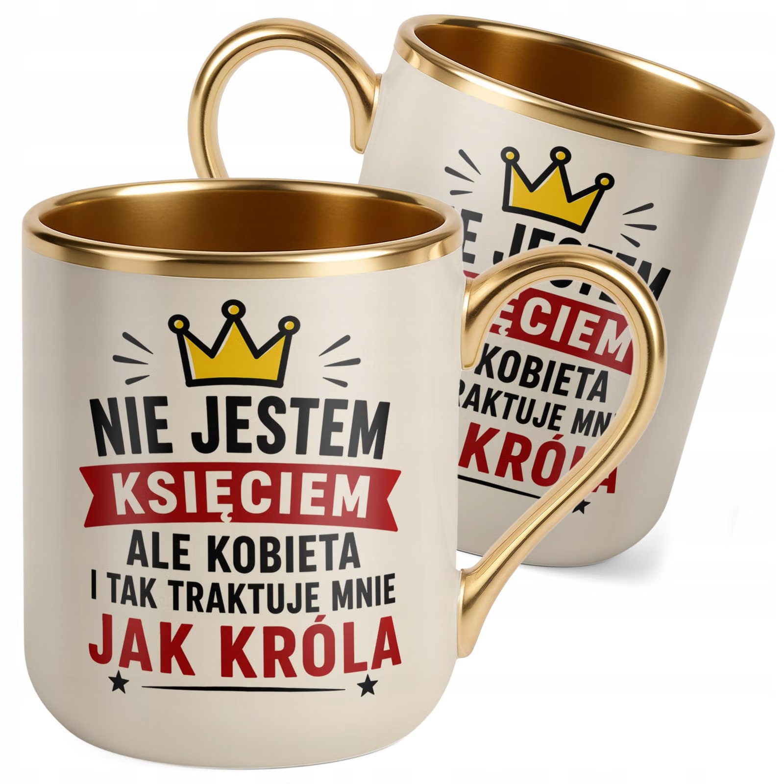 Kubek z nadrukiem Premium Złoty Ecru Dzień Chłopaka Mężczyzny Prezent