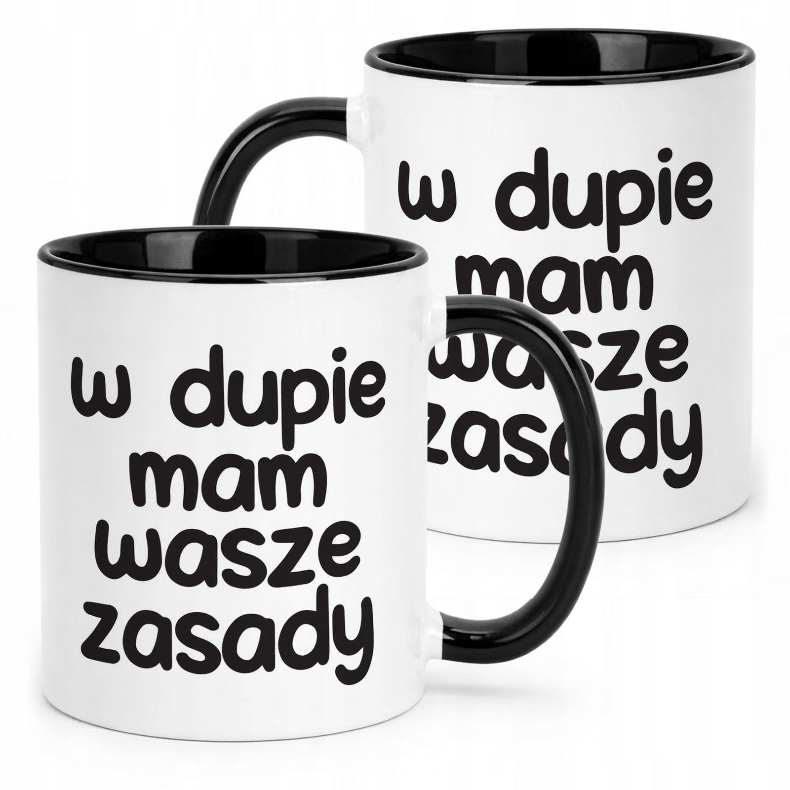 Kubek Czarny W D*pie Mam Wasze Zasady Śmieszny Zabawny Prezent