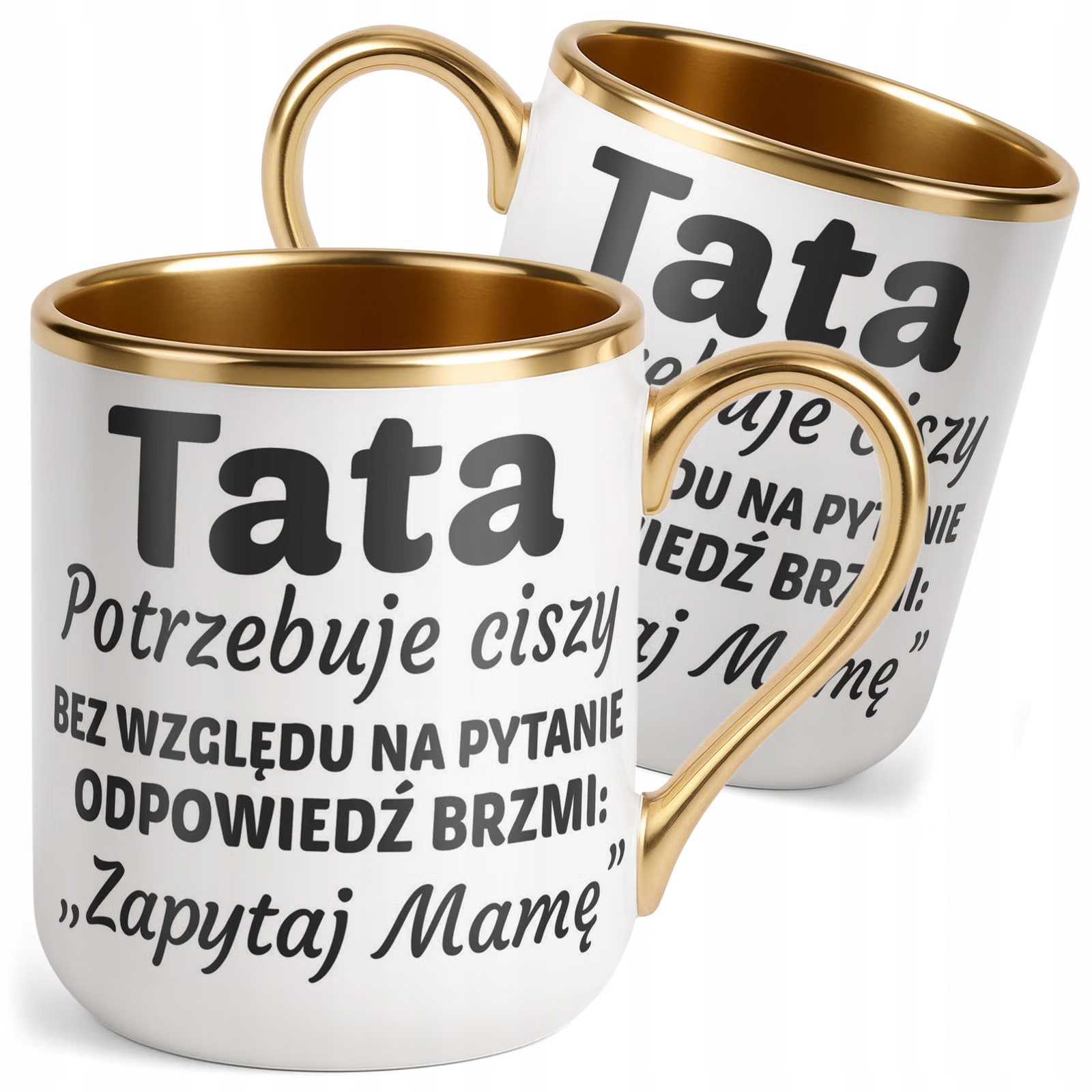 Kubek Premium Złoty Dzień Ojca Dla Taty Tata Potrzebuje Ciszy Prezent