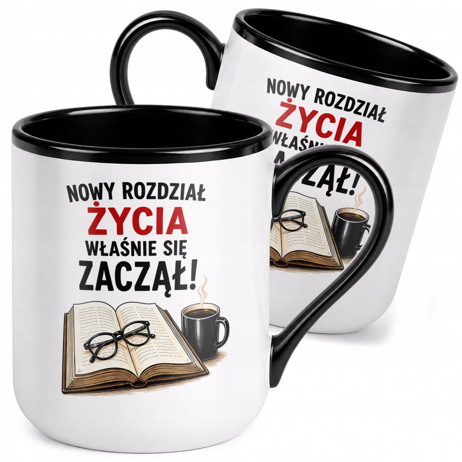 Kubek z nadrukiem Premium Czarny Emerytura Dla Emeryta Upominek Prezent