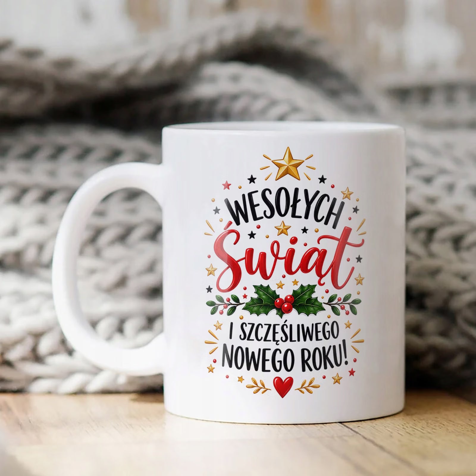 Kubek Biały z Nadrukiem Boże Narodzenie Mikołajki Wesołych Świąt Prezent