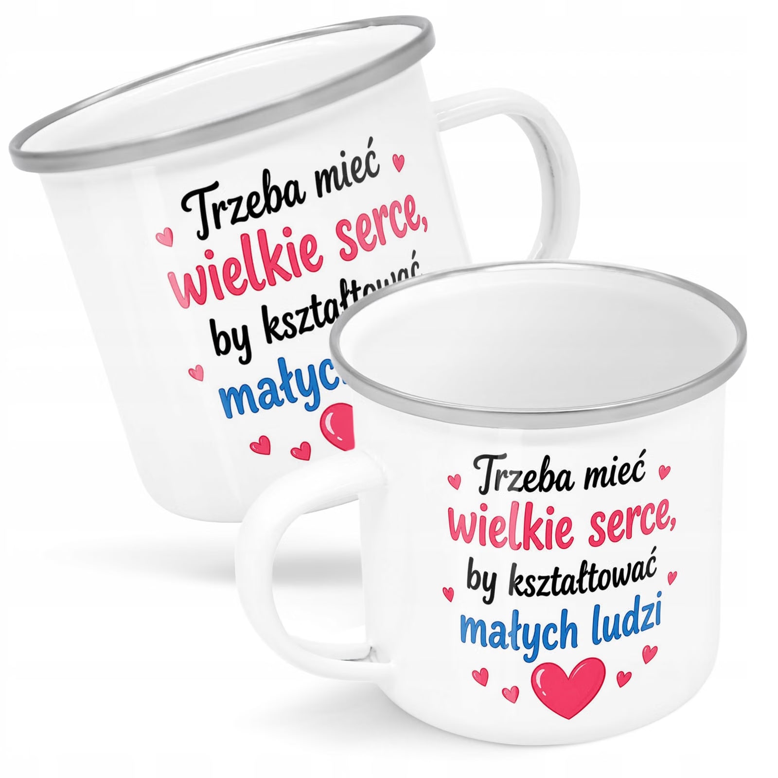Kubek Emaliowany Dzień Nauczyciela Zakończenie z Nadrukiem Biały Metalowy
