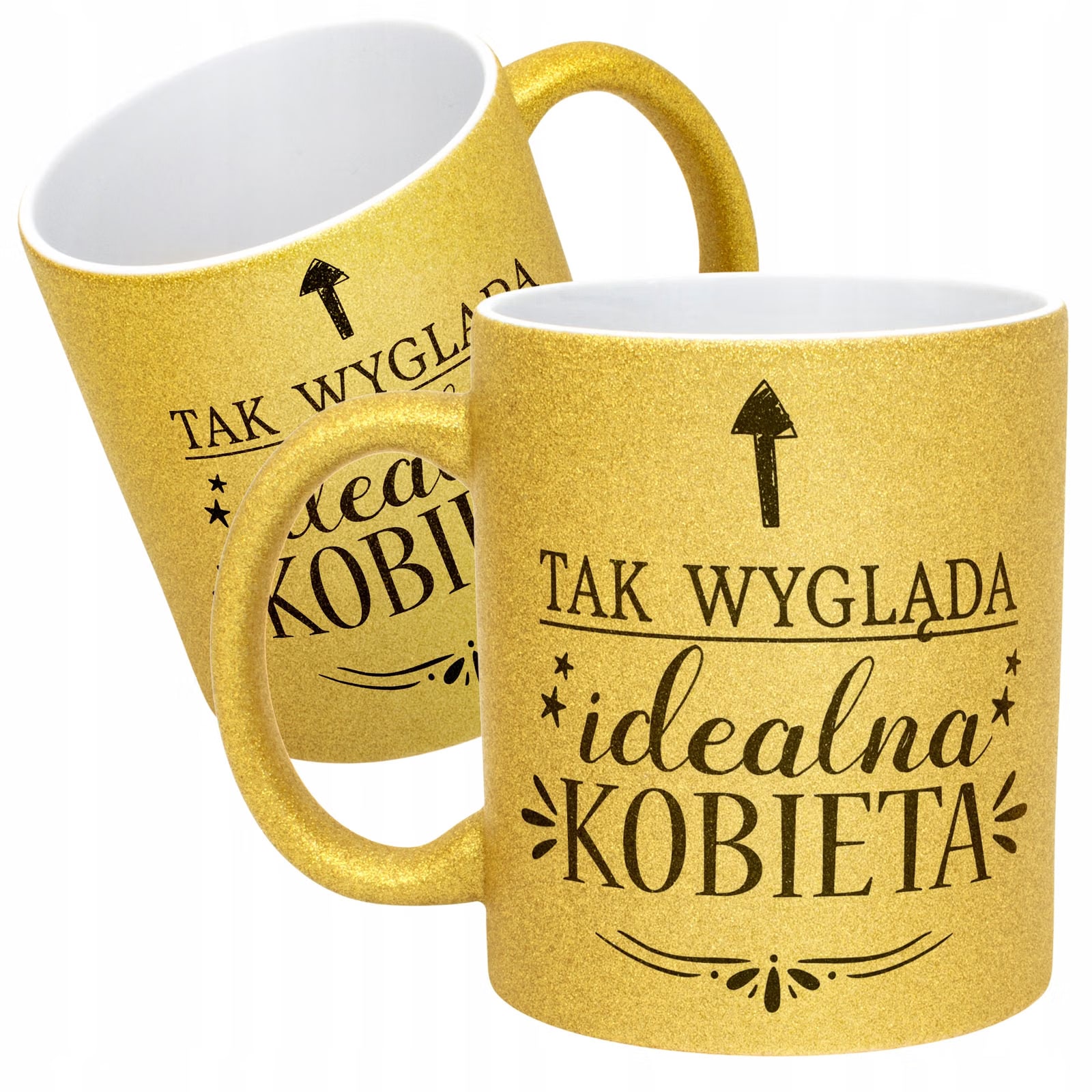 Złoty kubek brokatowy Dzień Kobiet Zabawny Prezent Upominek Dla Kobiety
