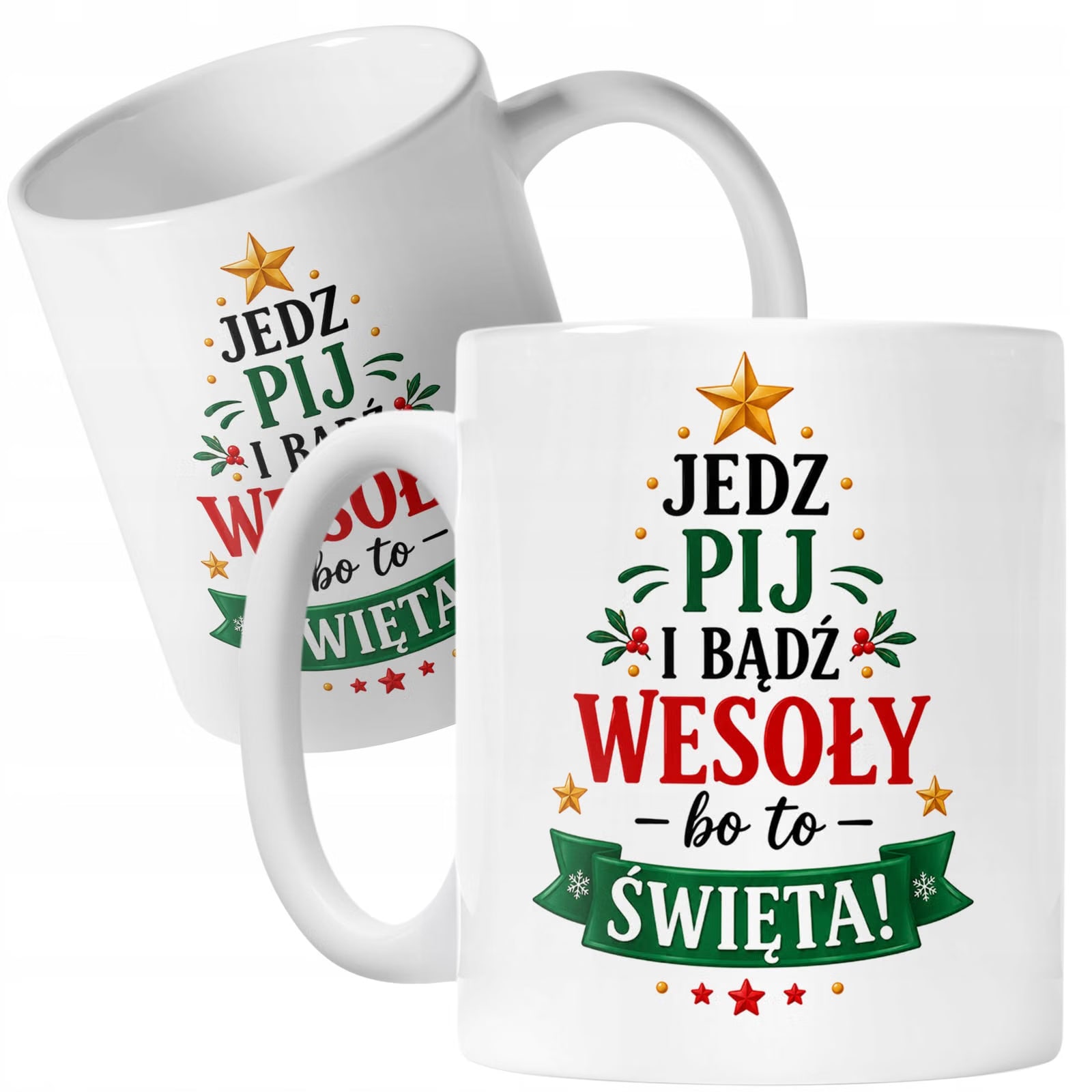 Kubek Biały z Nadrukiem Boże Narodzenie Mikołajki Święta Choinka Prezent