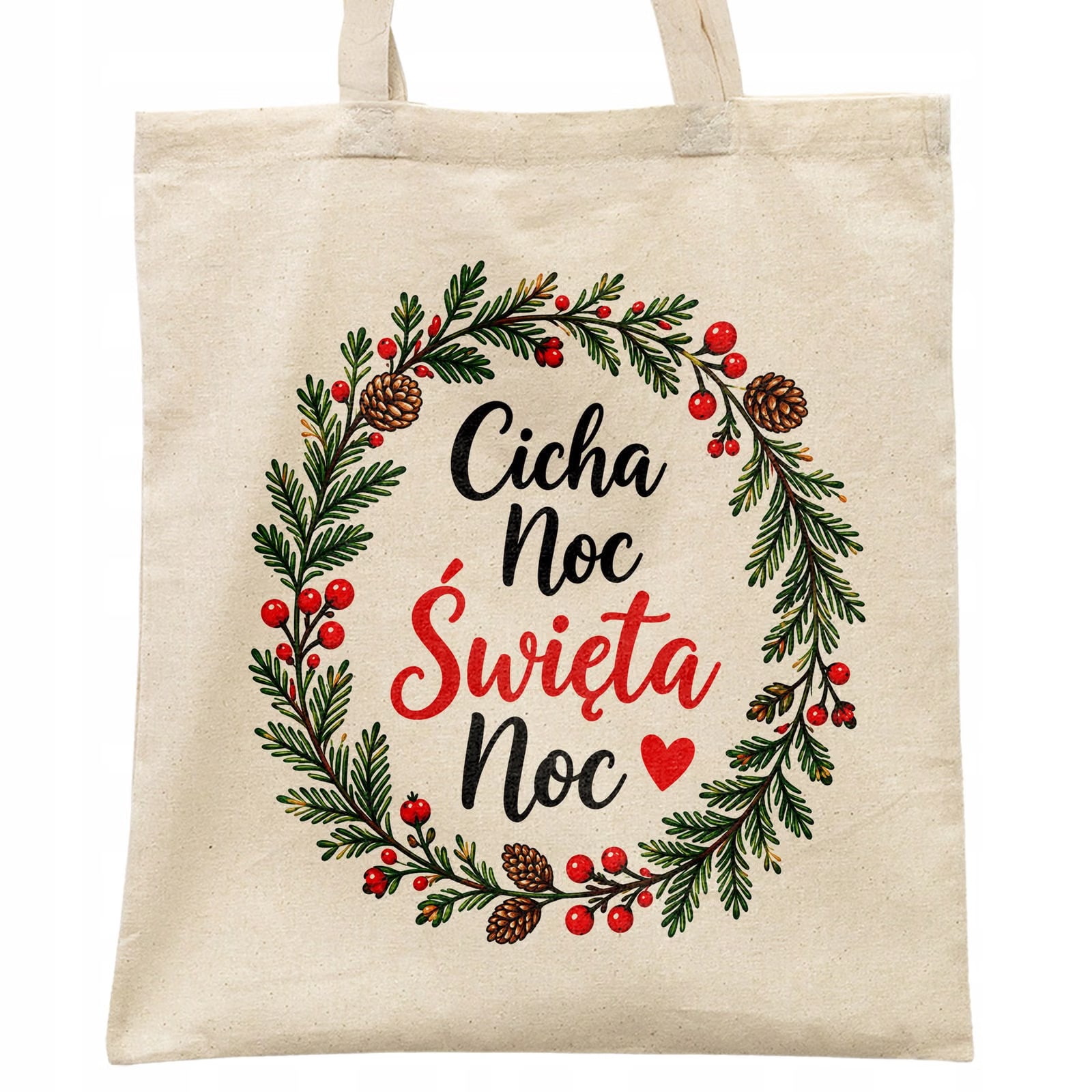 Torba shopper bawełniana świąteczna mikołajki z nadrukiem prezent