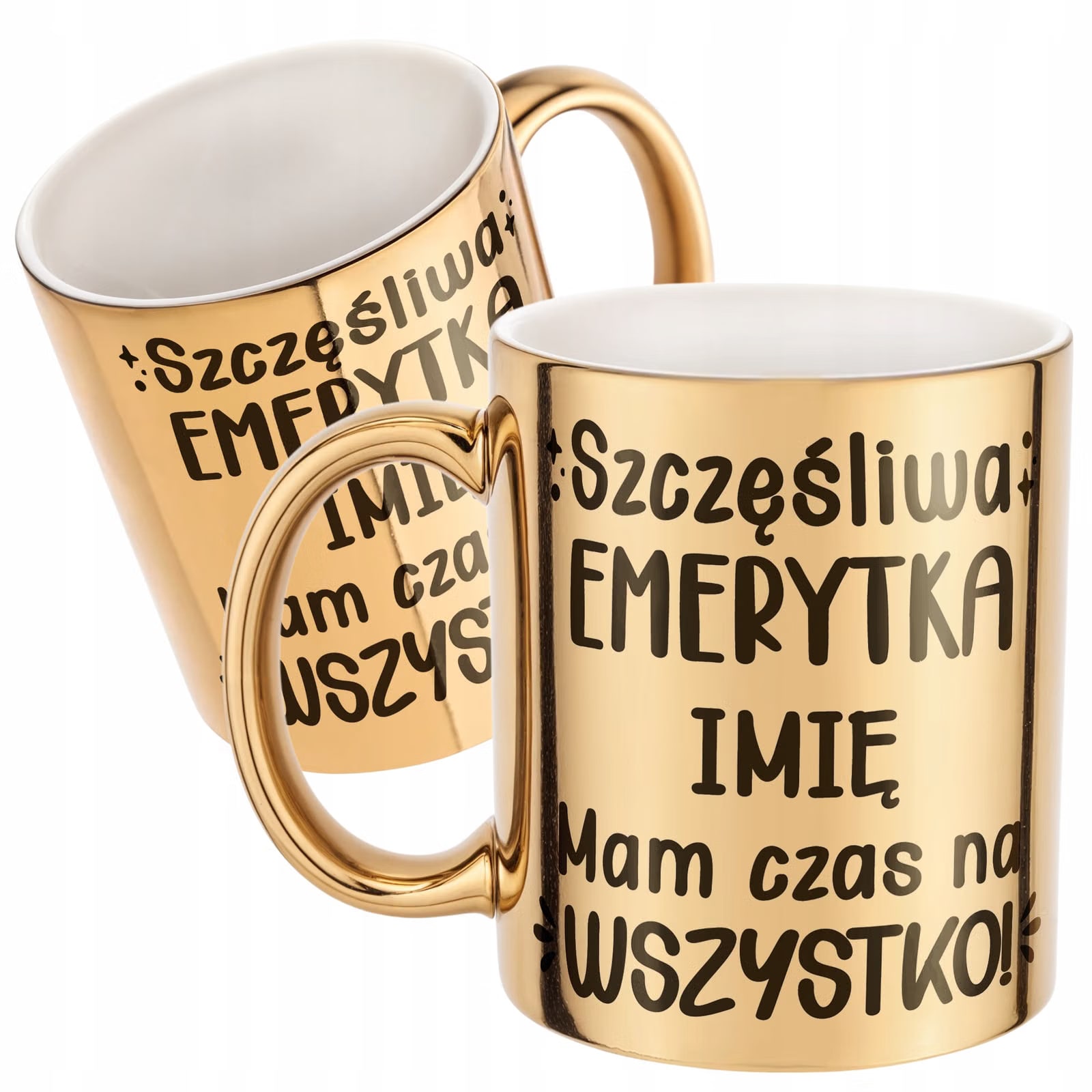 Złoty Kubek ceramiczny Personalizowany z okazji Emerytury Dla Emerytki