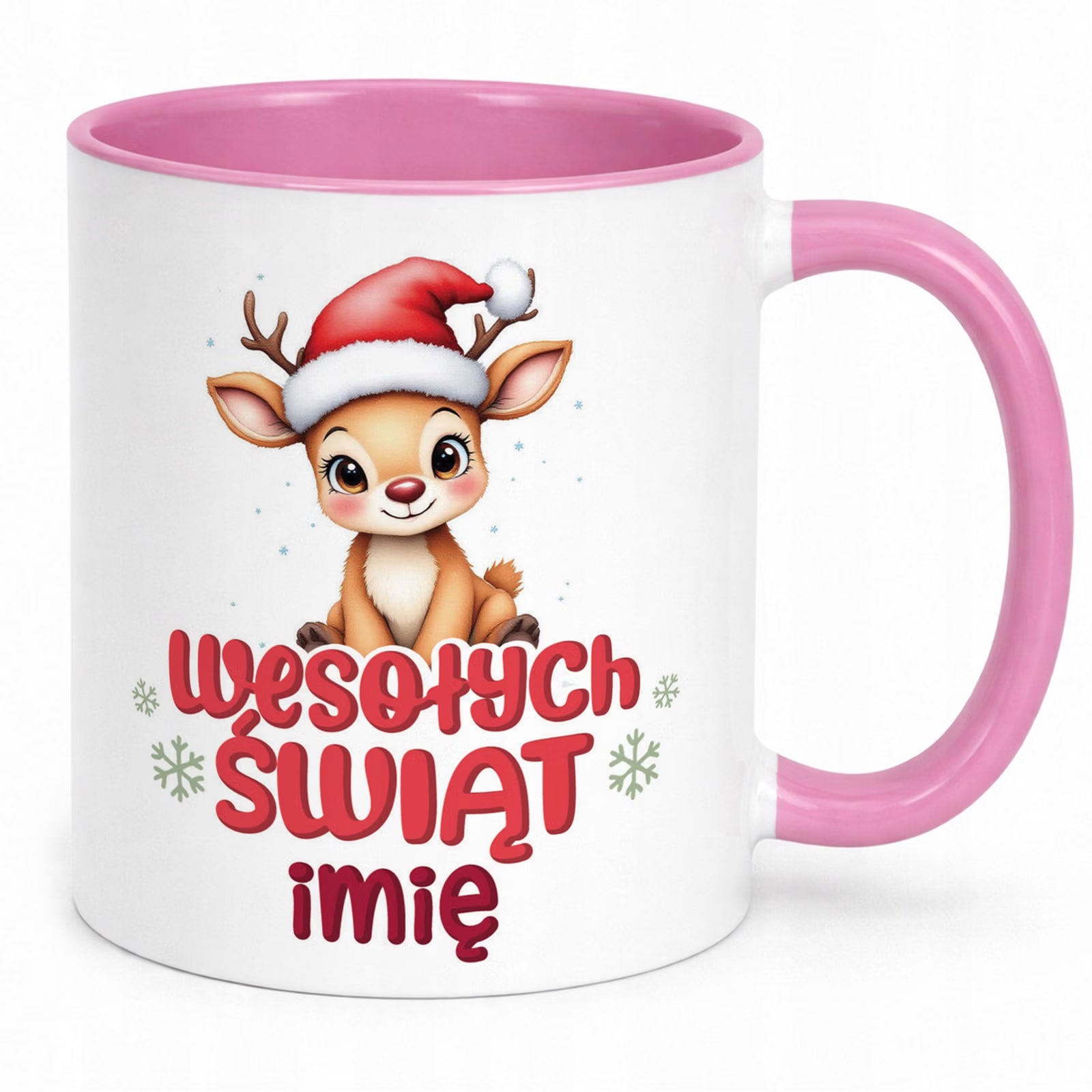 Kubek Różowy Personalizowany z Nadrukiem Boże Narodzenie Święta Prezent