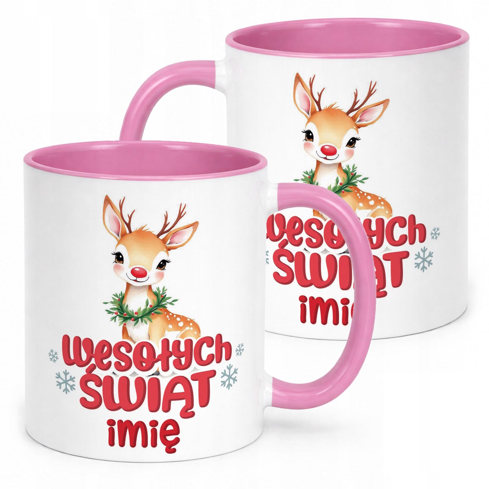 Kubek Różowy Personalizowany z Nadrukiem Boże Narodzenie Święta Prezent