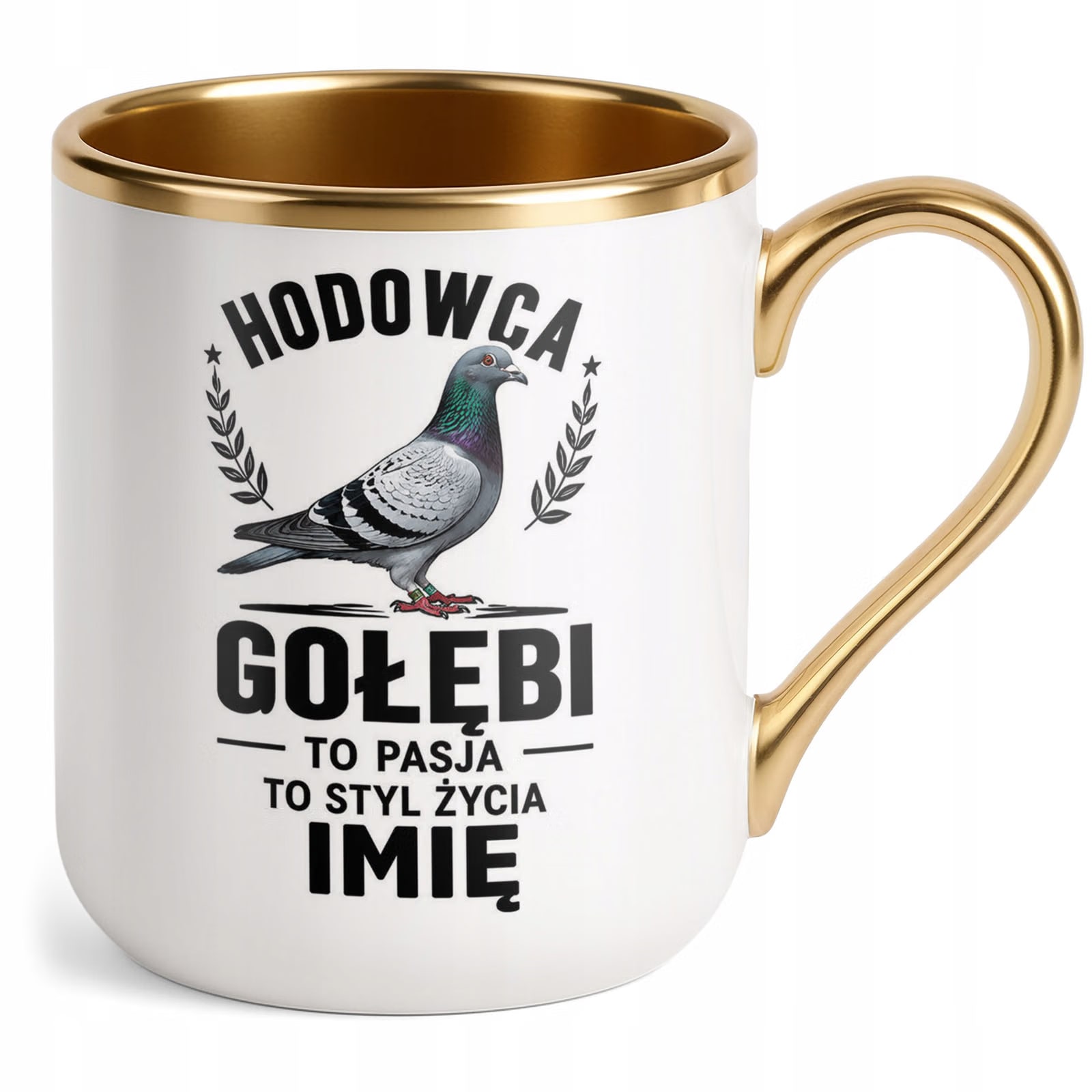 Kubek Personalizowany z nadrukiem Premium Złoty Dla Gołębiarza Prezent