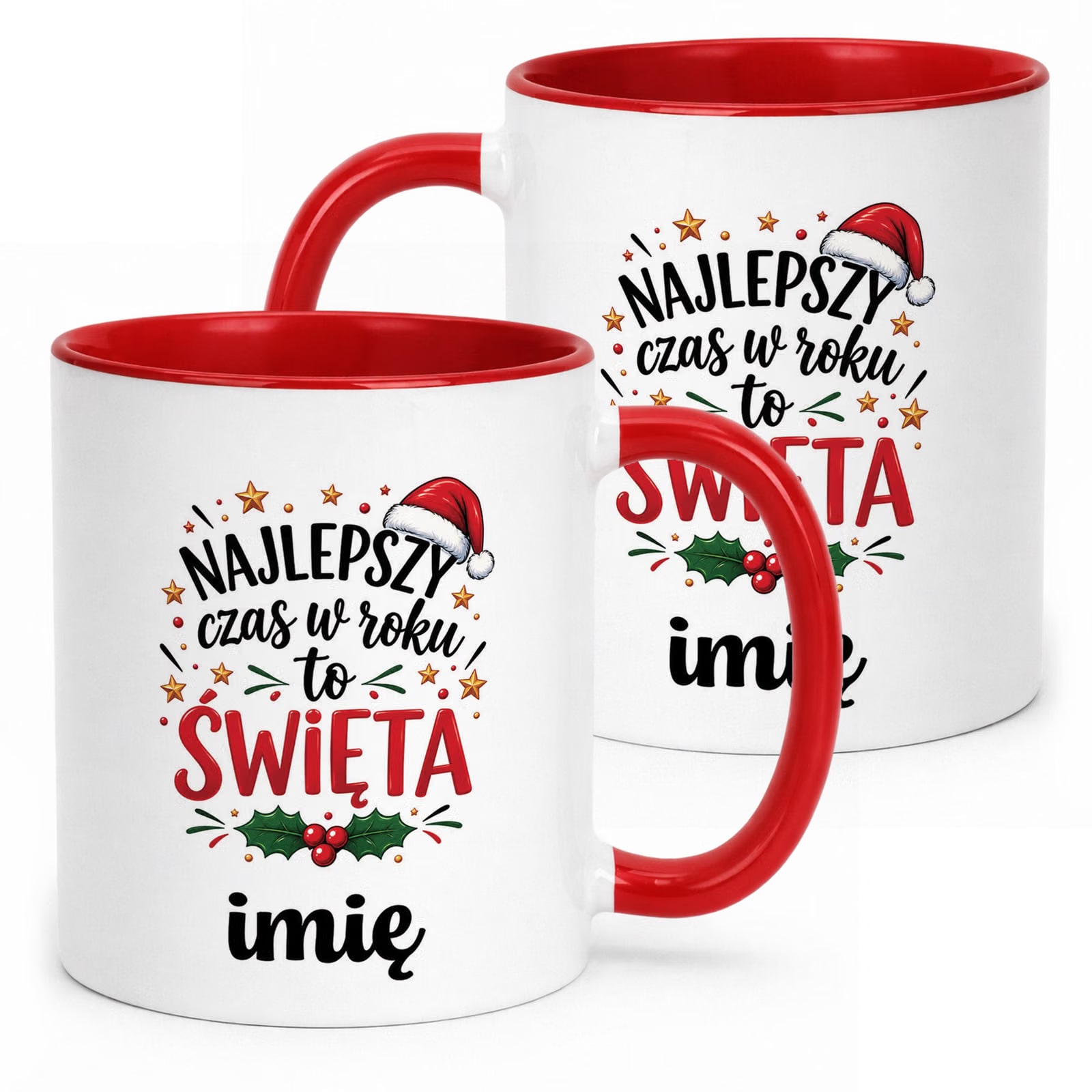 Kubek Czerwony Personalizowany z Nadrukiem Boże Narodzenie Święta Prezent