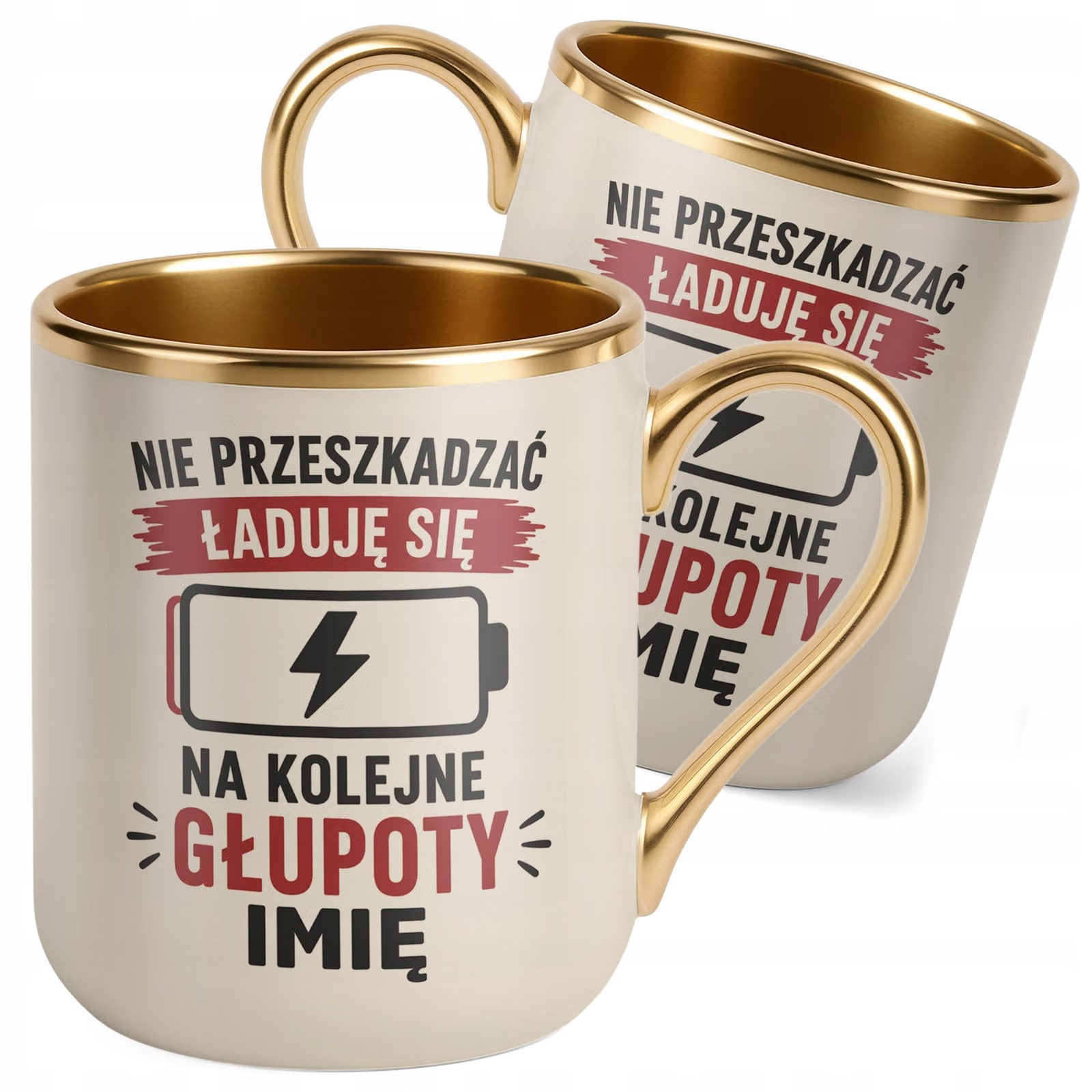 Kubek personalizowany z nadrukiem Premium Złoty Ecru Dzień Chłopaka