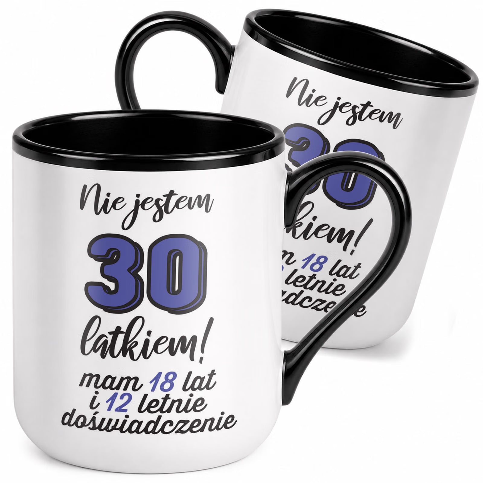 Kubek z nadrukiem Premium Czarny Na 30 Urodziny Upominek Prezent