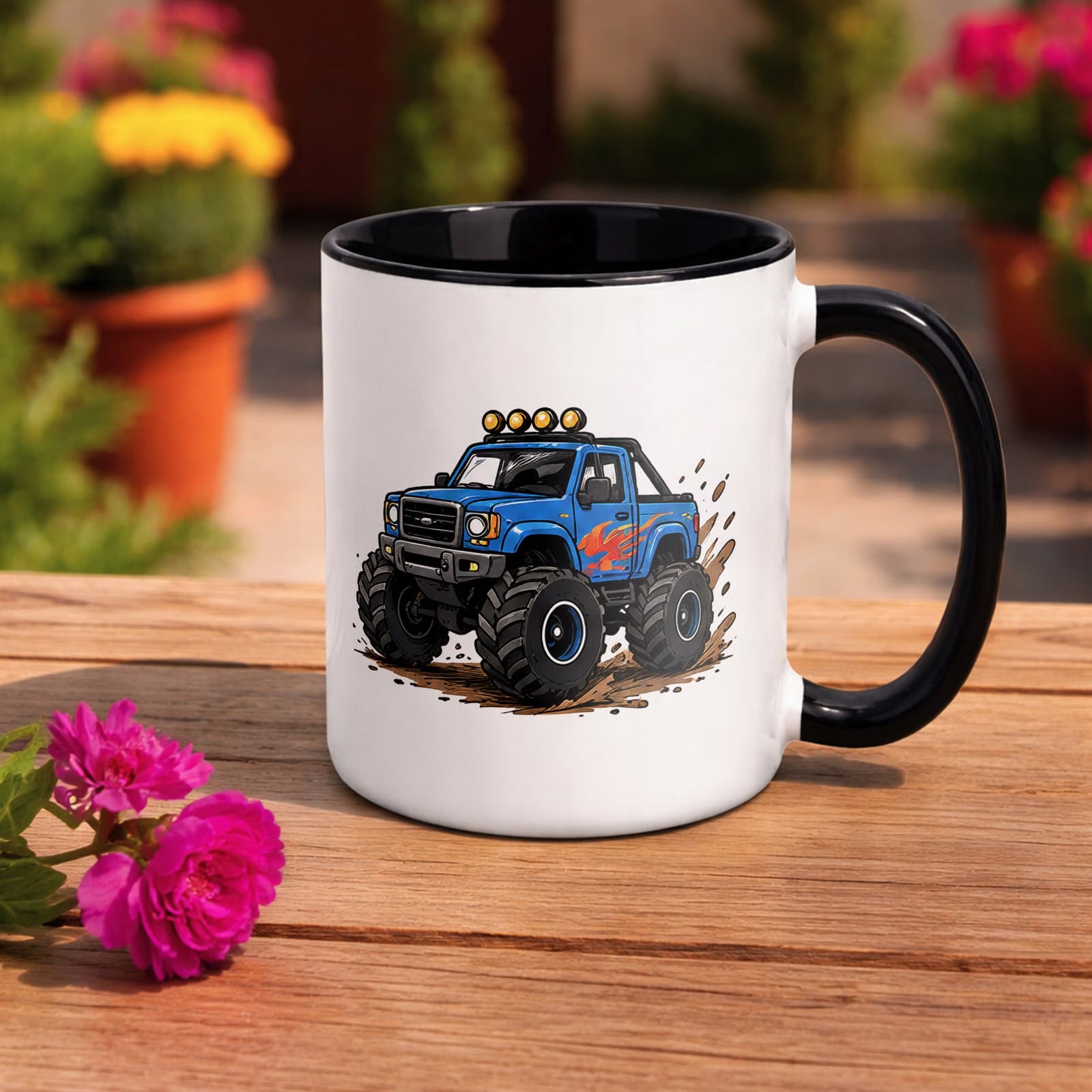 Kubek Czarny z nadrukiem Monster Truck Dla Dzieci Prezent Upominek