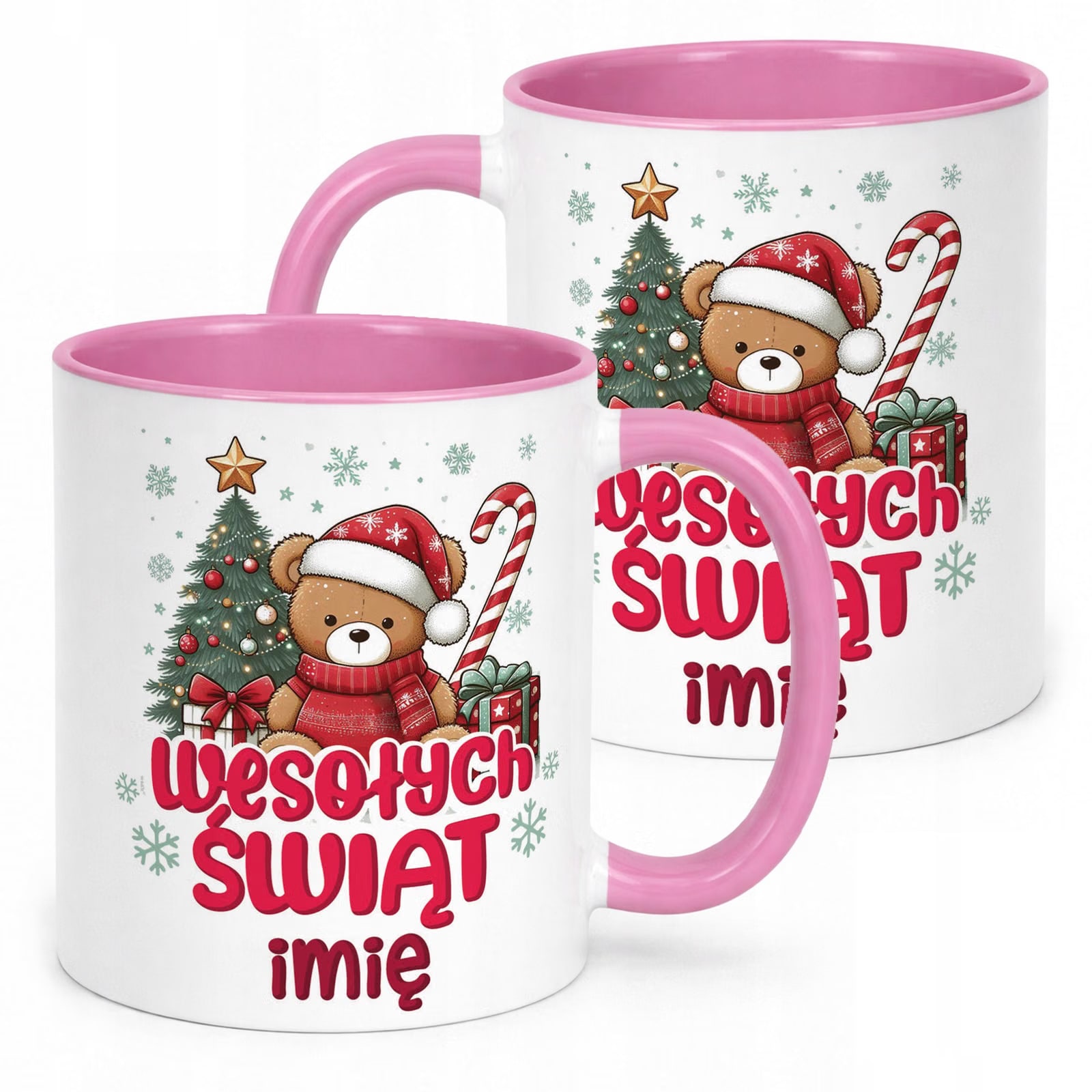 Kubek Różowy Personalizowany z Nadrukiem Boże Narodzenie Święta Prezent
