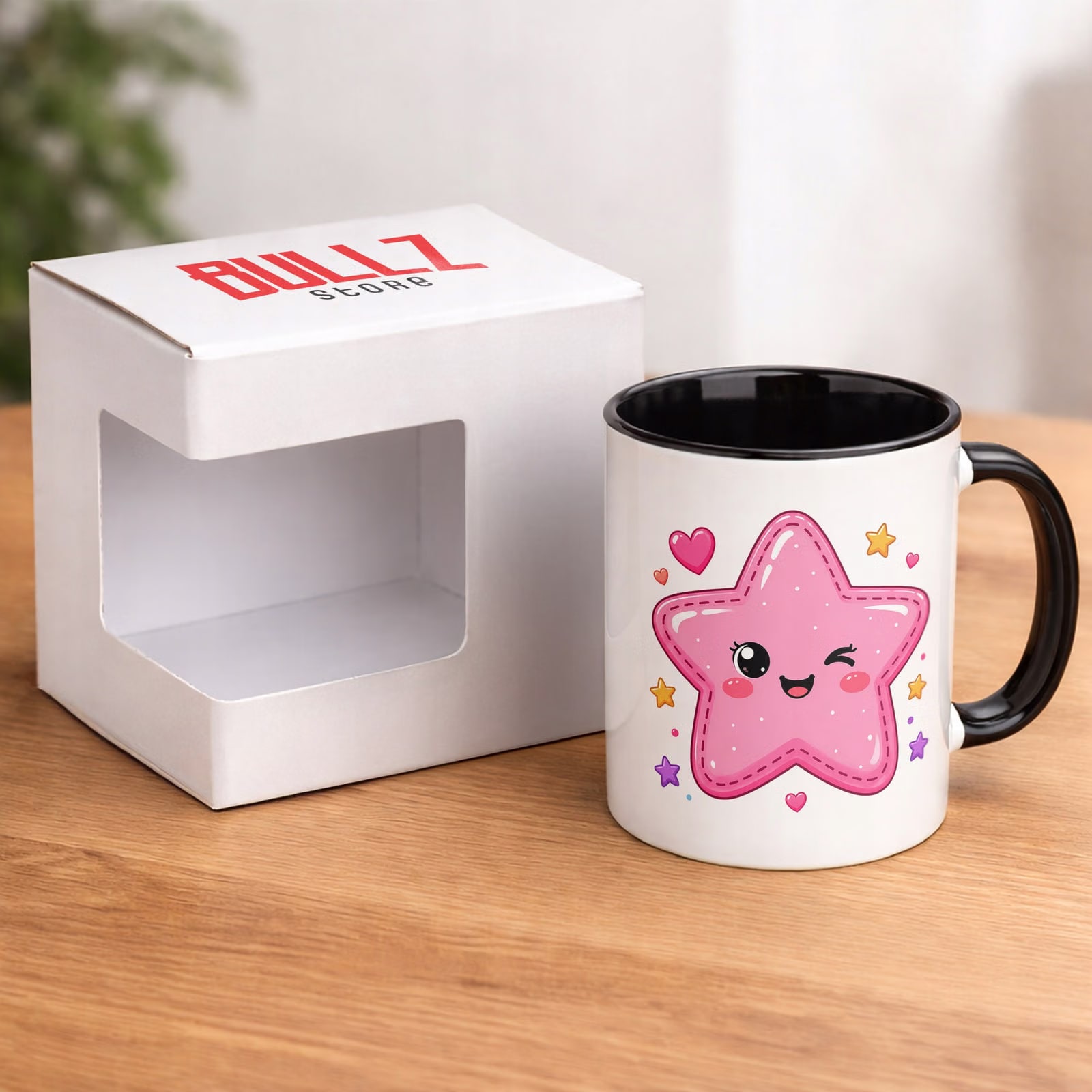 Kubek Czarny z nadrukiem Kawaii Gwiazdka Dla Dzieci Prezent Upominek