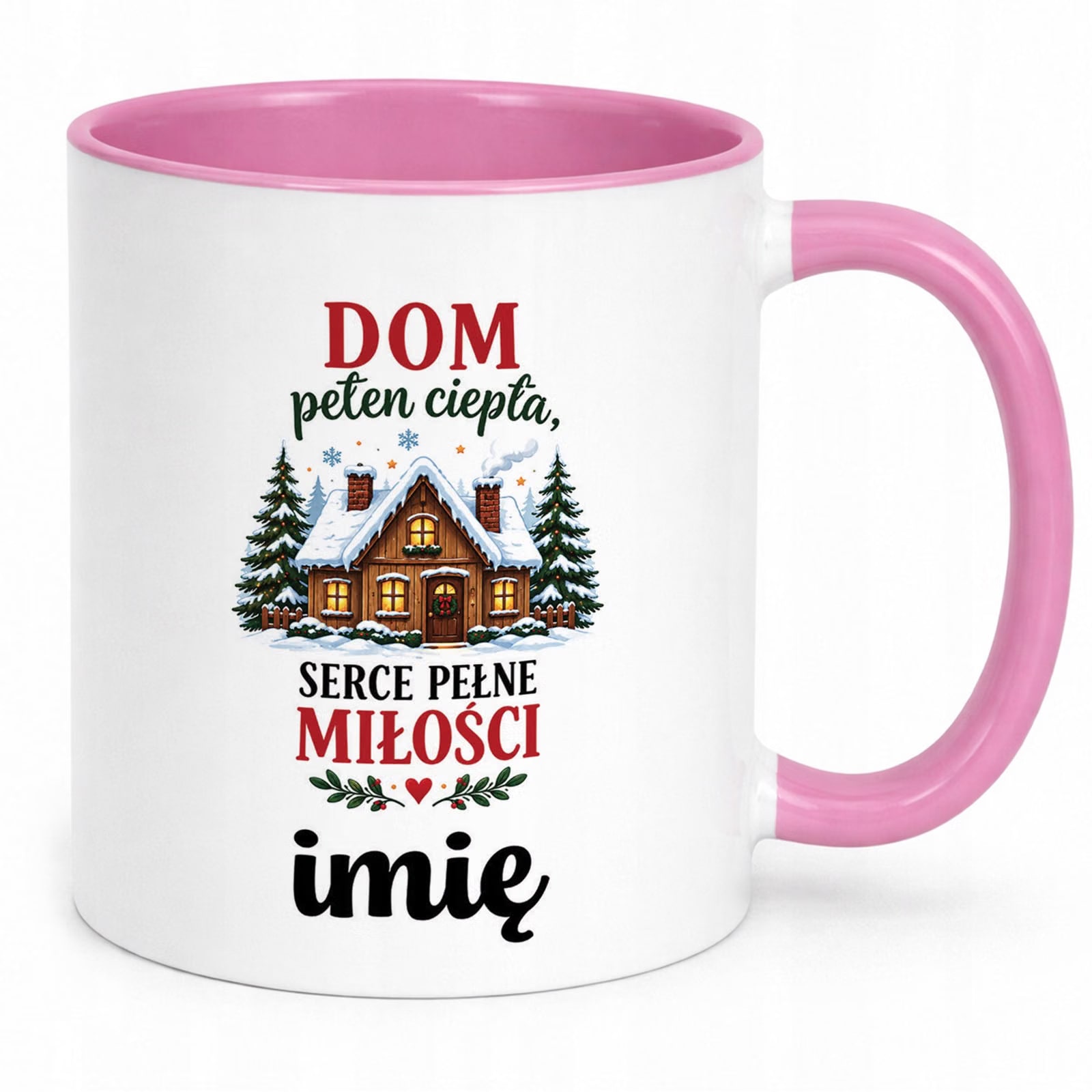 Kubek Różowy Personalizowany z Nadrukiem Boże Narodzenie Święta Prezent