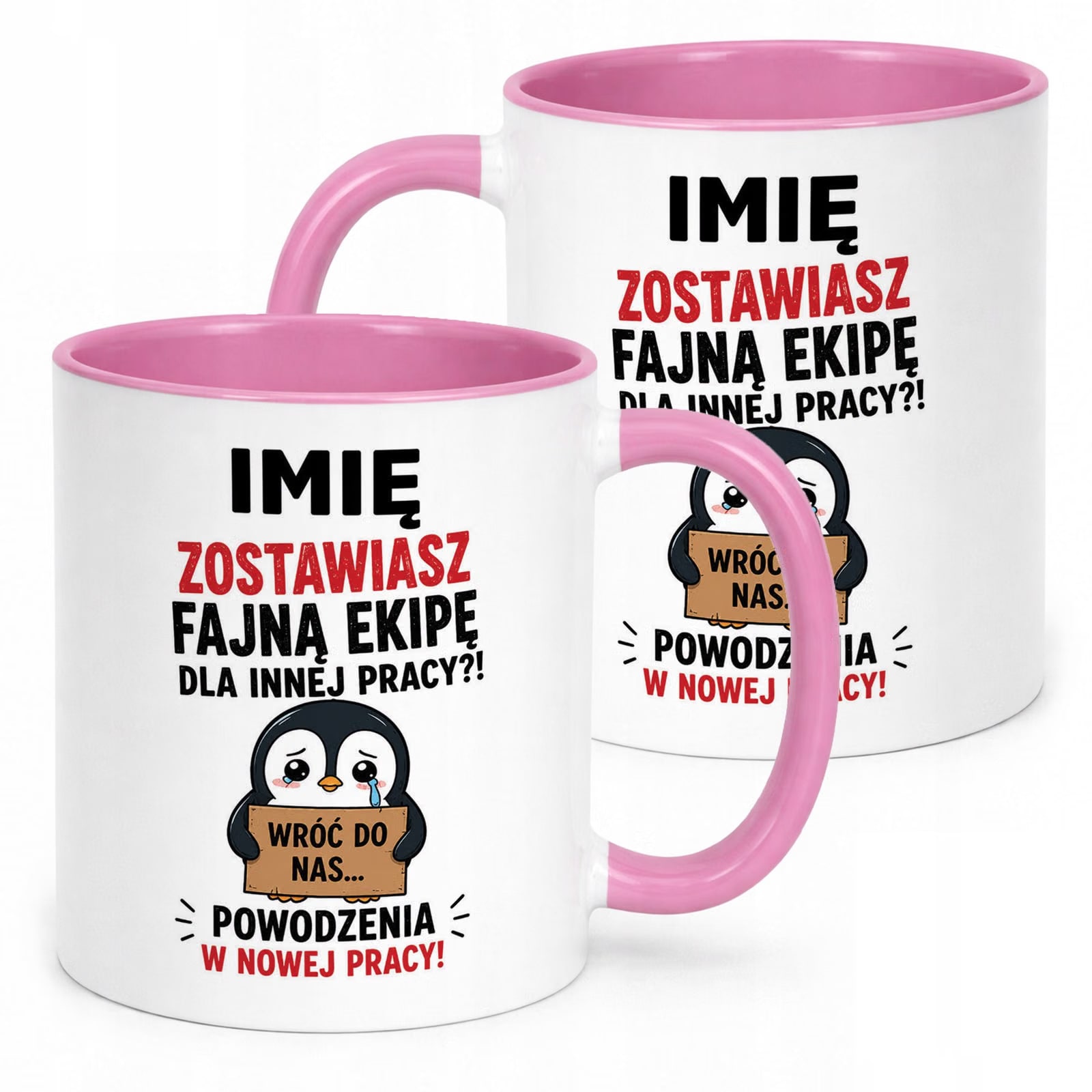Kubek Różowy Personalizowany z Nadrukiem Pożegnanie Odejście z Pracy