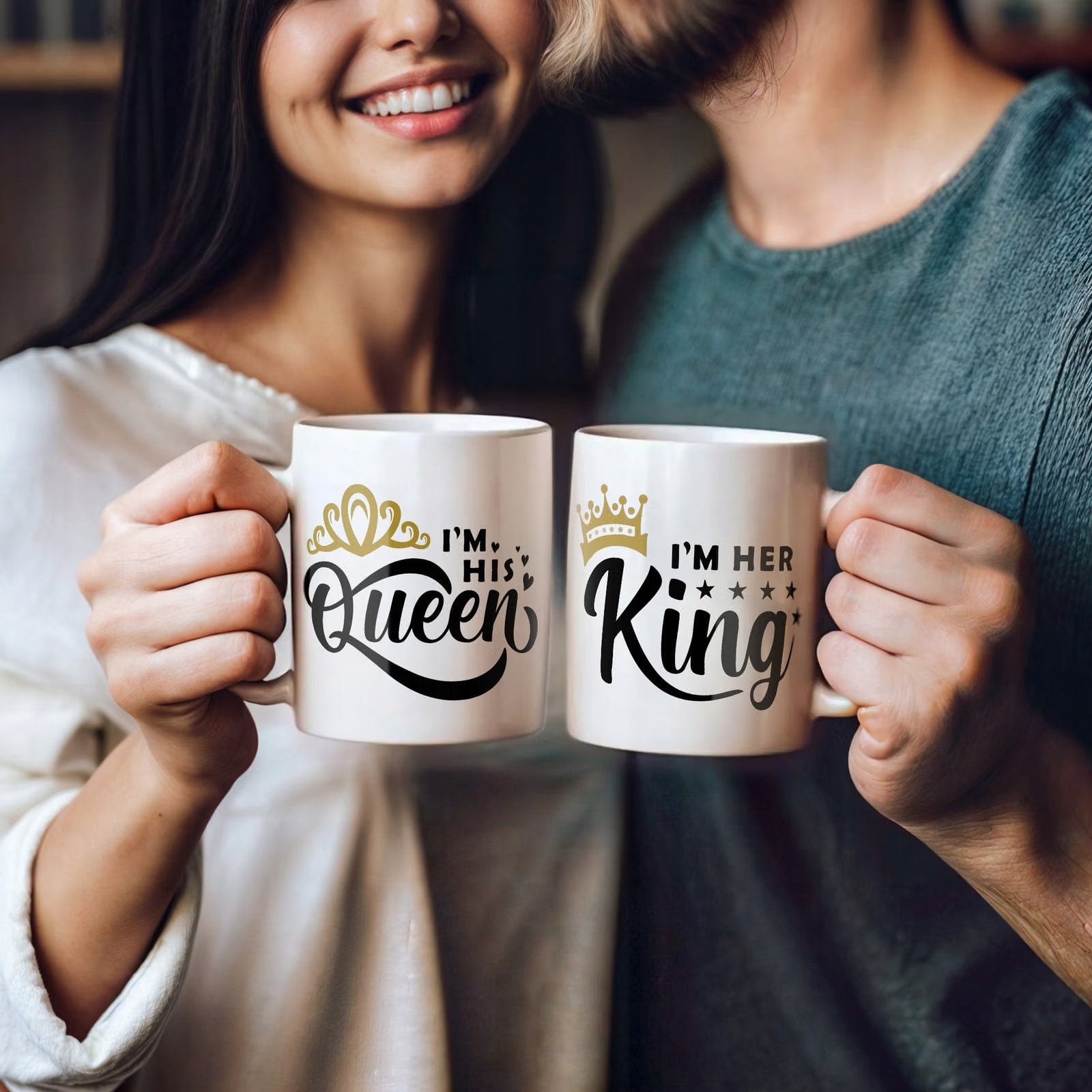 Zestaw kubków na Walentynki Queen & King Prezent Dla Pary Zakochanych