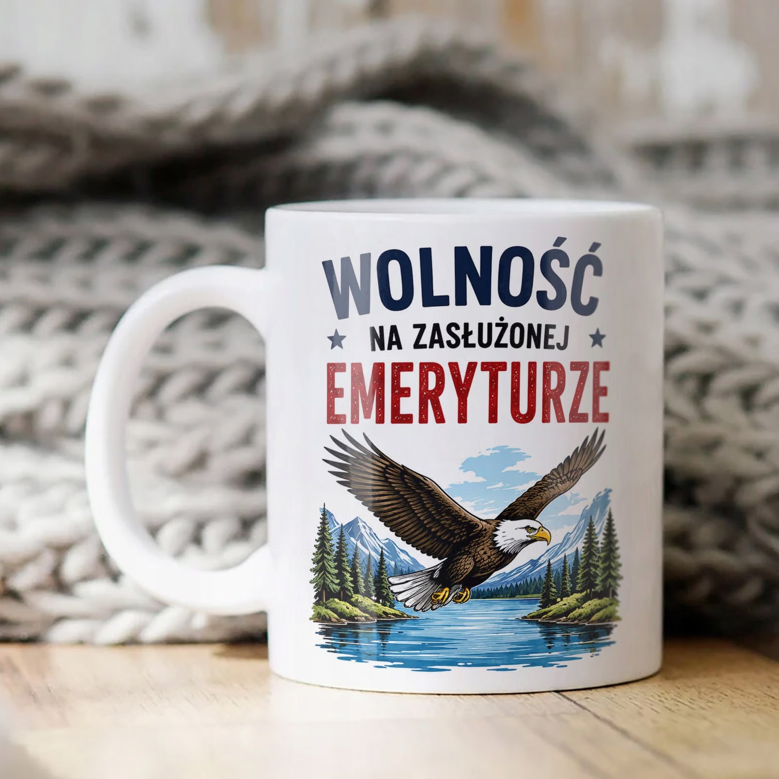 Biały Kubek z nadrukiem Emerytura Dla Emeryta Upominek Prezent